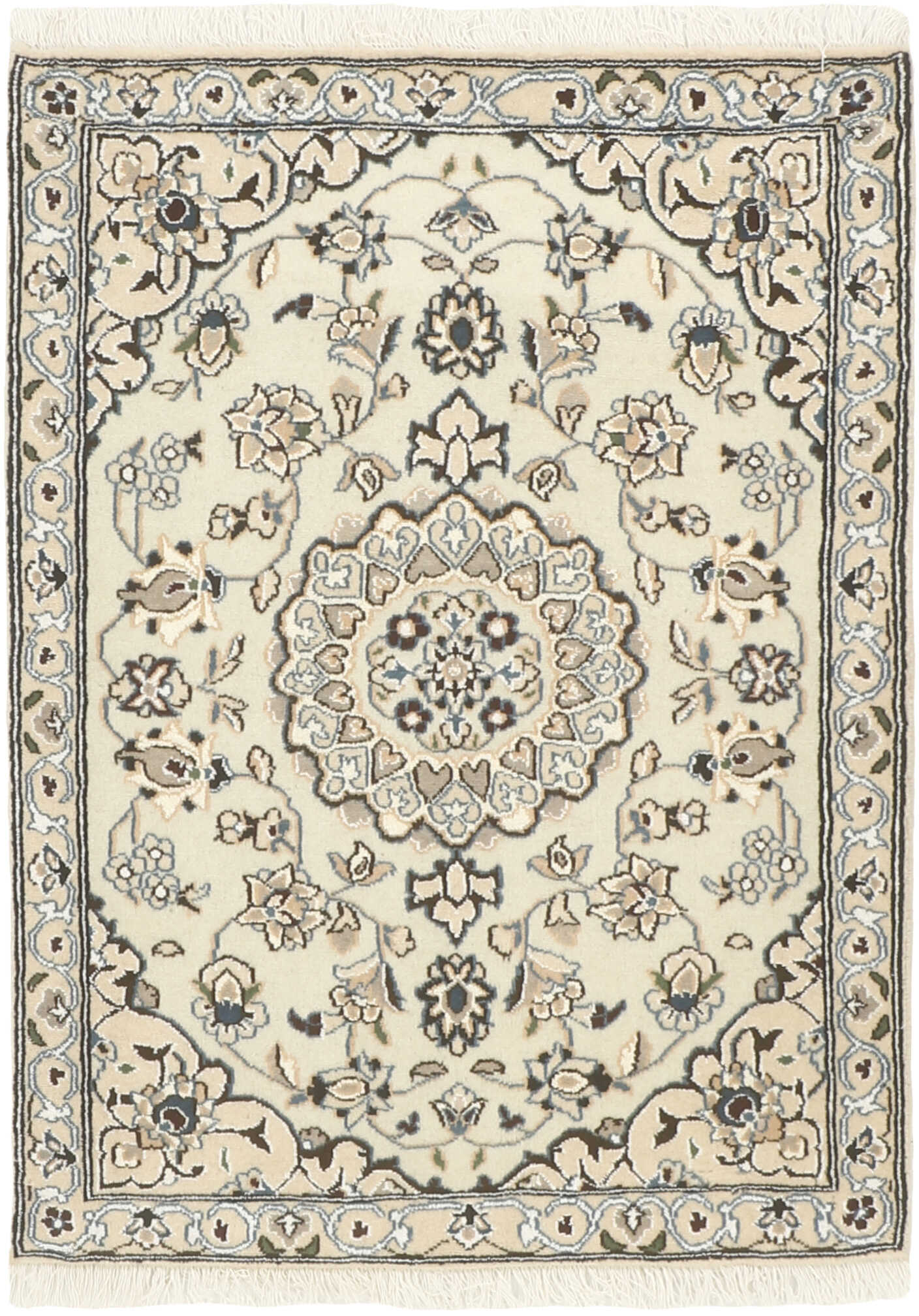 Authentic oriental rug with traditional floral design in beige