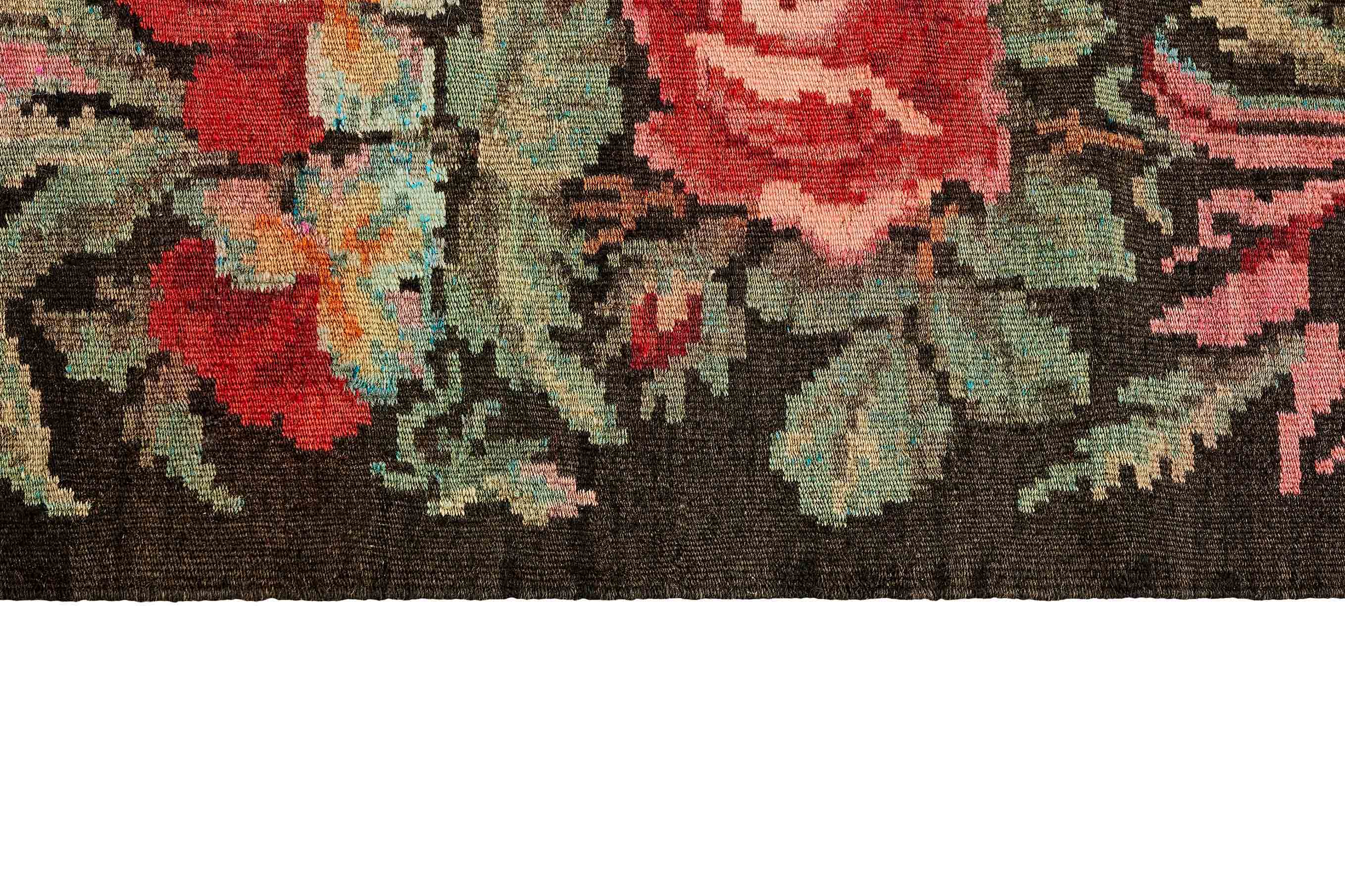 authentic oriental kelim flatweave with floral design
