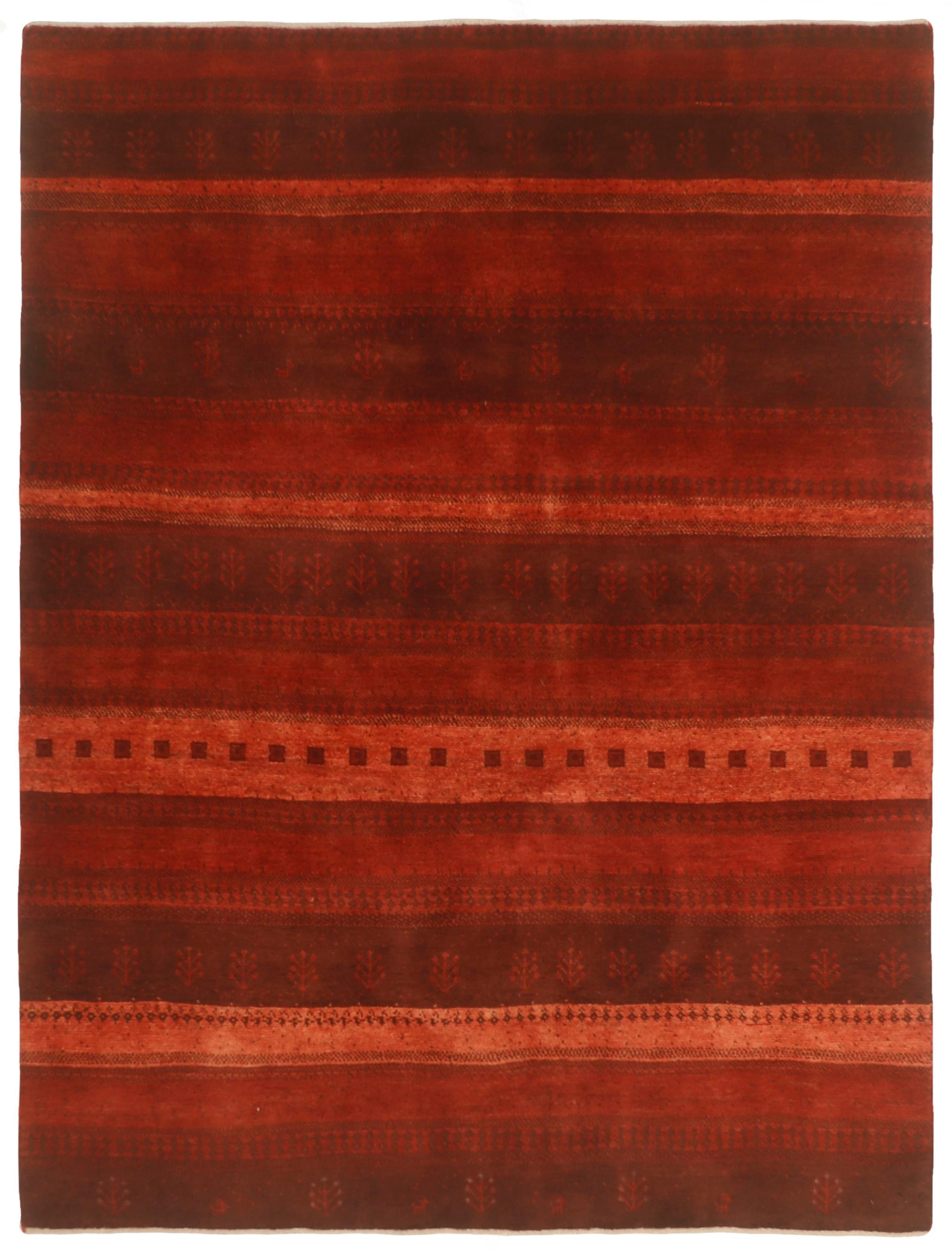 Authentic Persian wool rug with a red geometric design