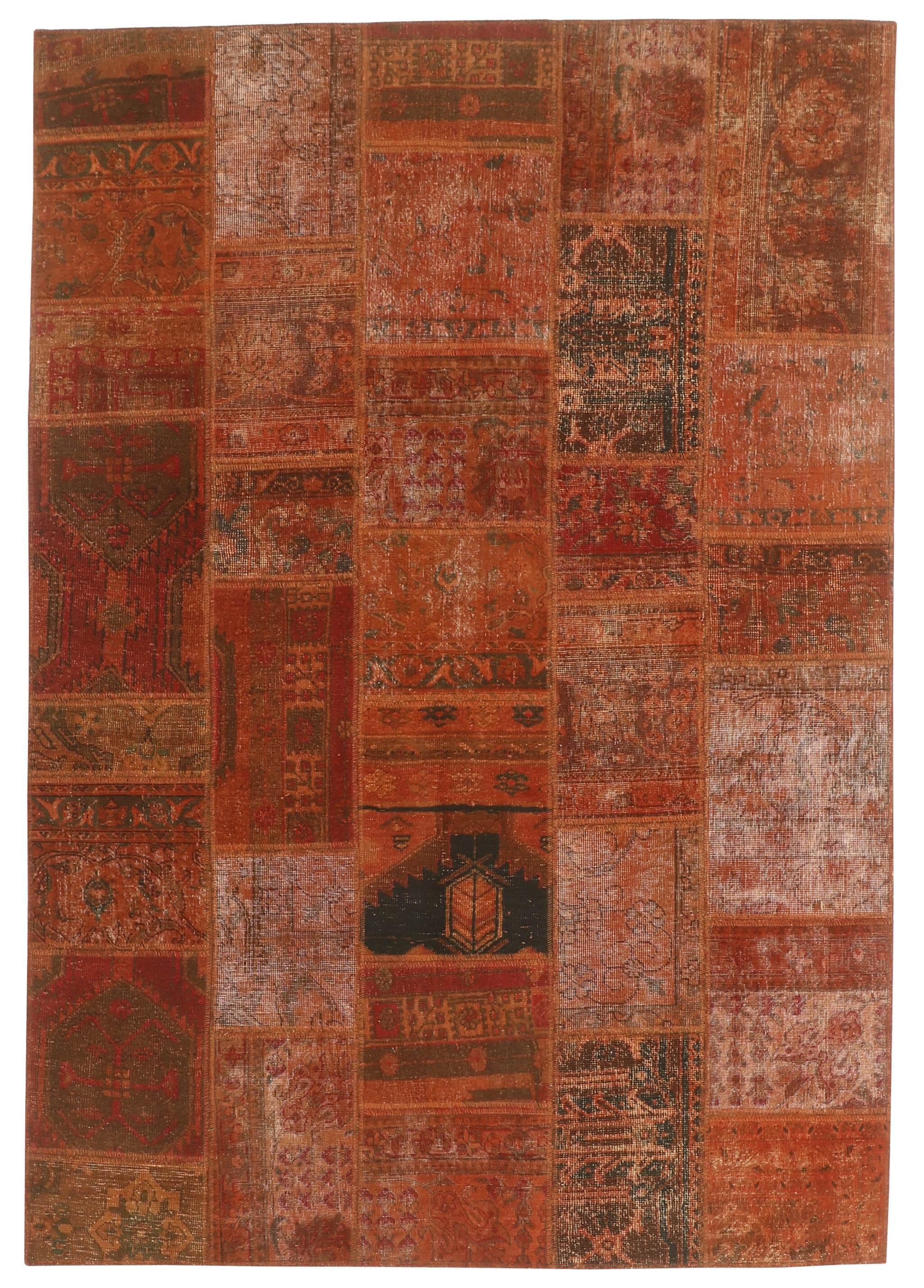 Authentic red patchwork persian rug