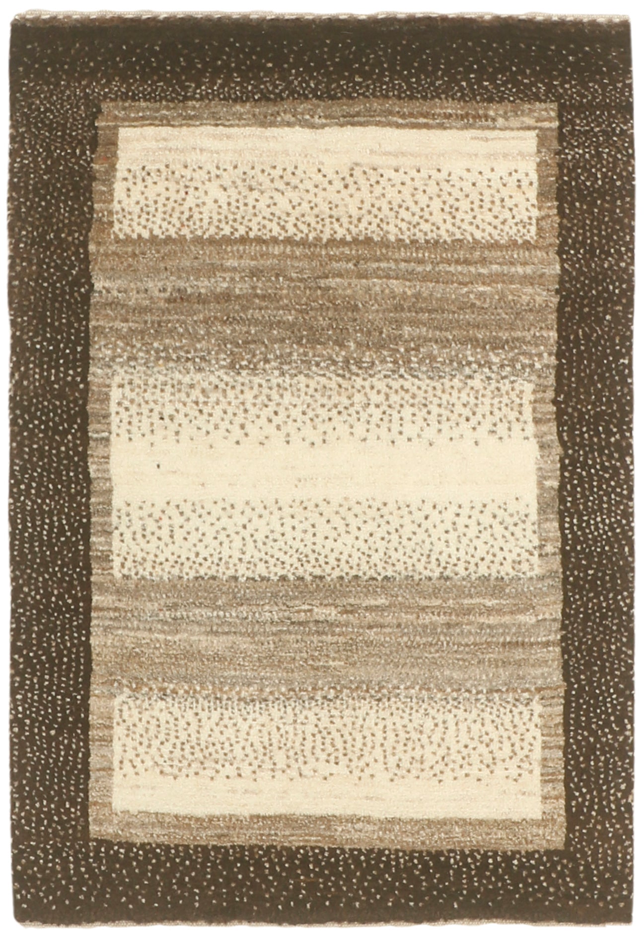 Authentic Persian wool rug with a beige geometric design
