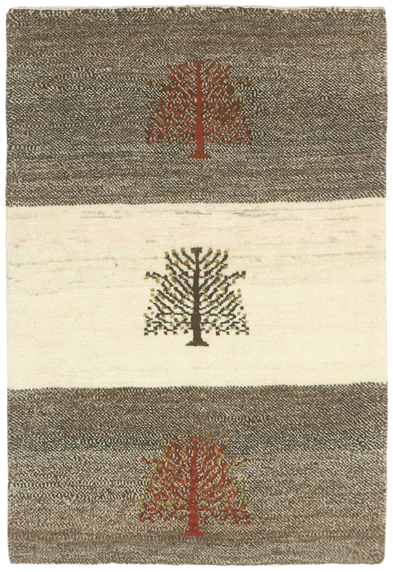 Authentic Persian wool rug with a beige geometric design