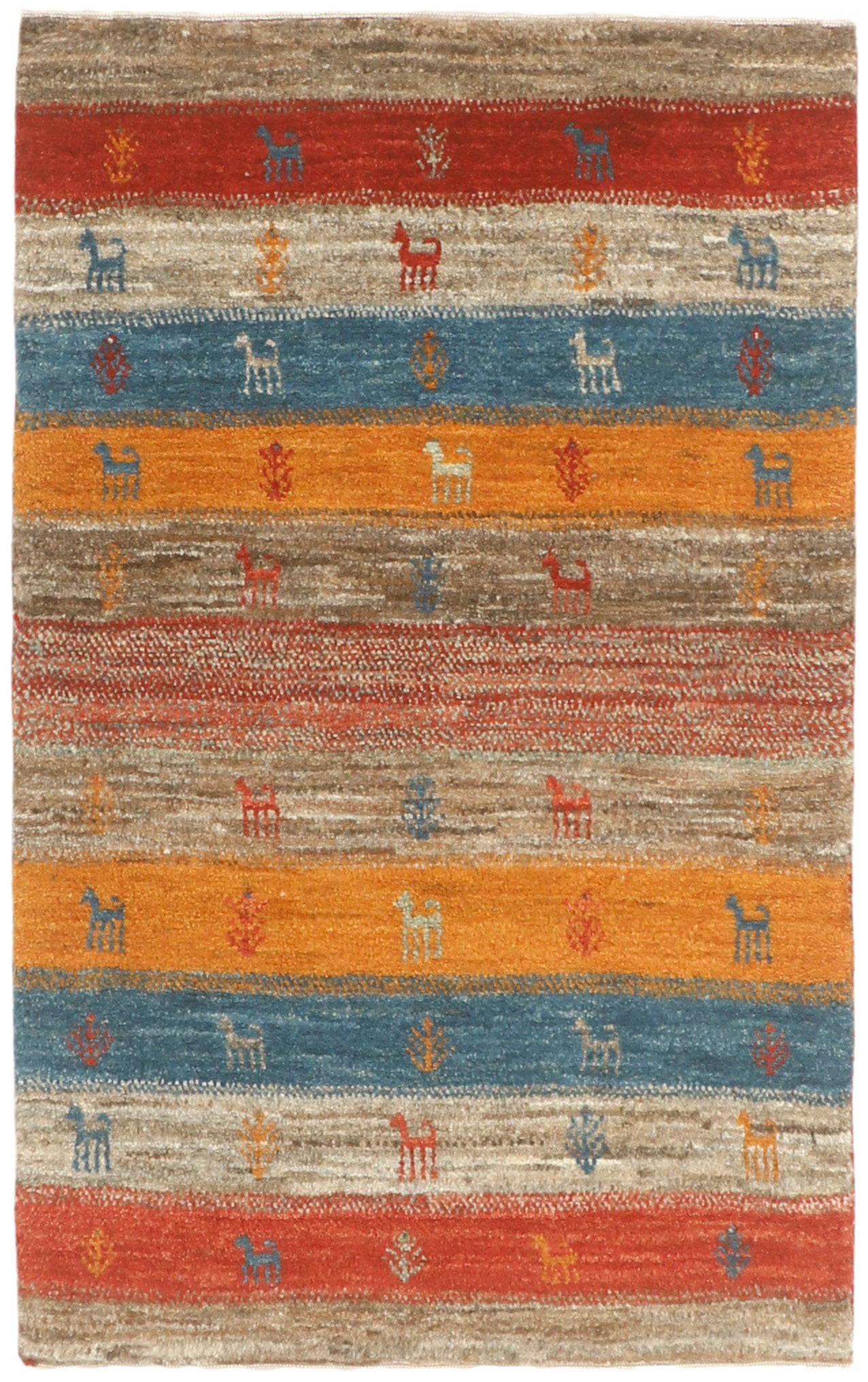 Authentic Persian wool rug with a multicolour geometric design