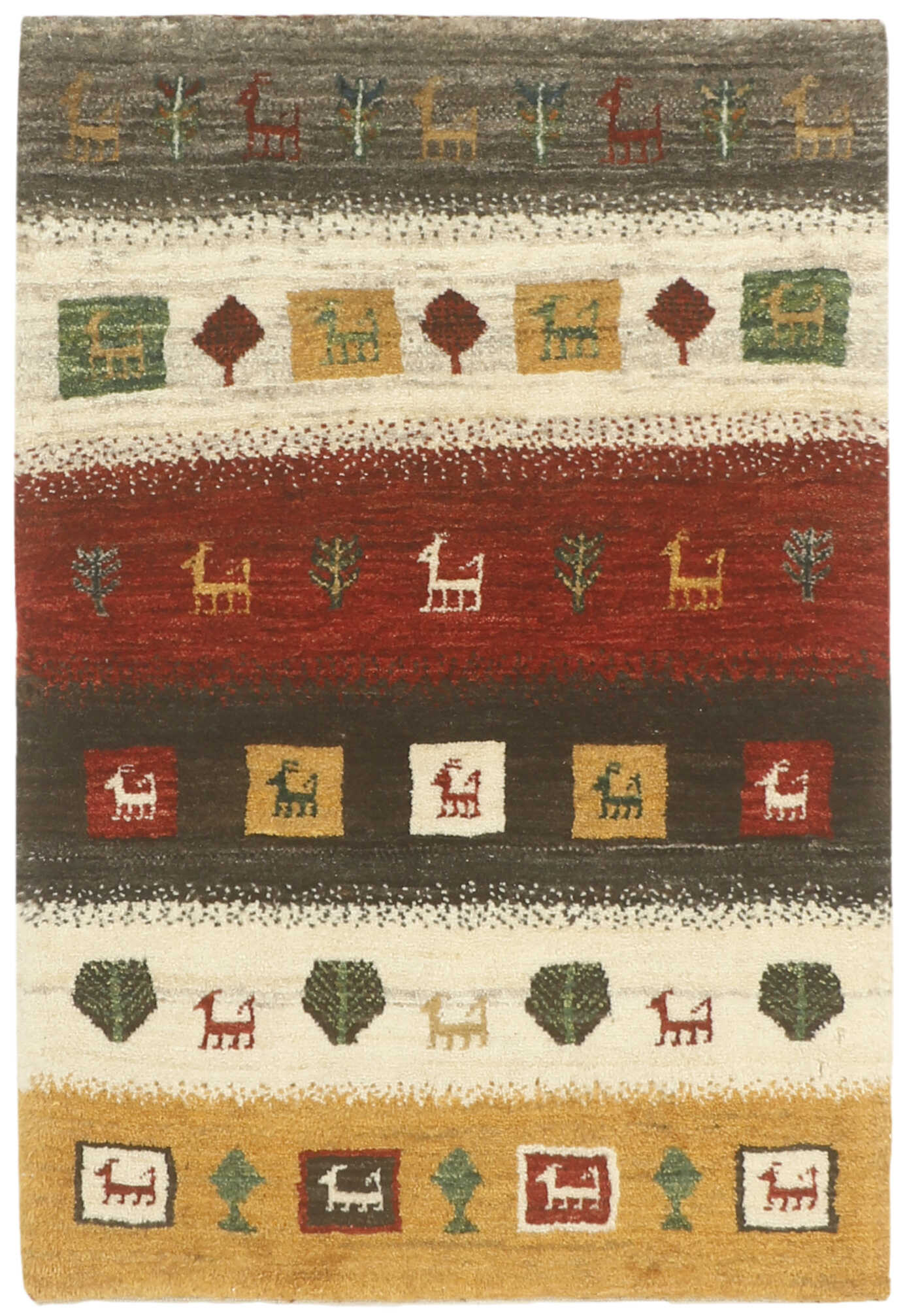 Authentic Persian wool rug with a multicolour geometric design