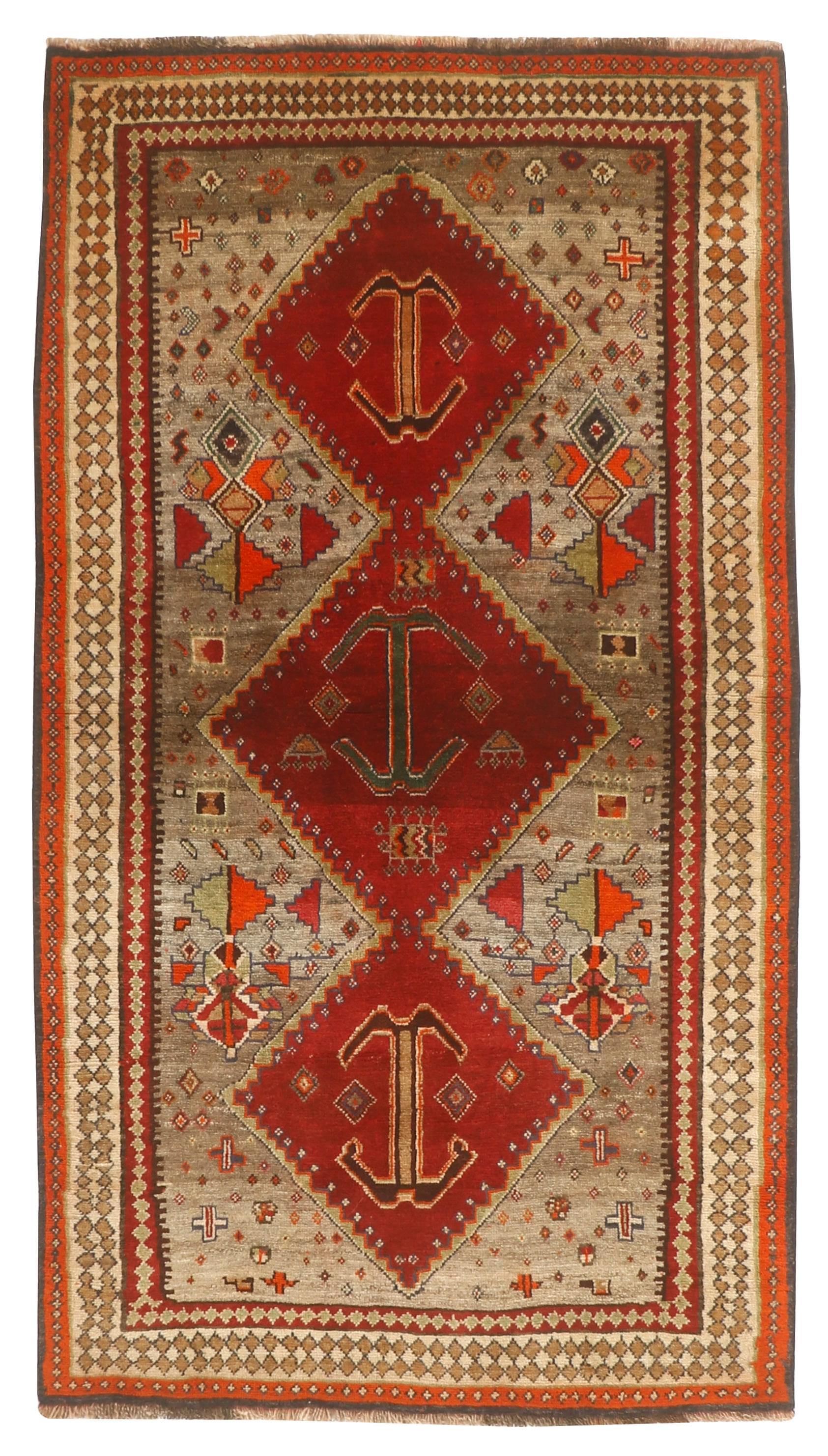 red and black persian rug with geometric design