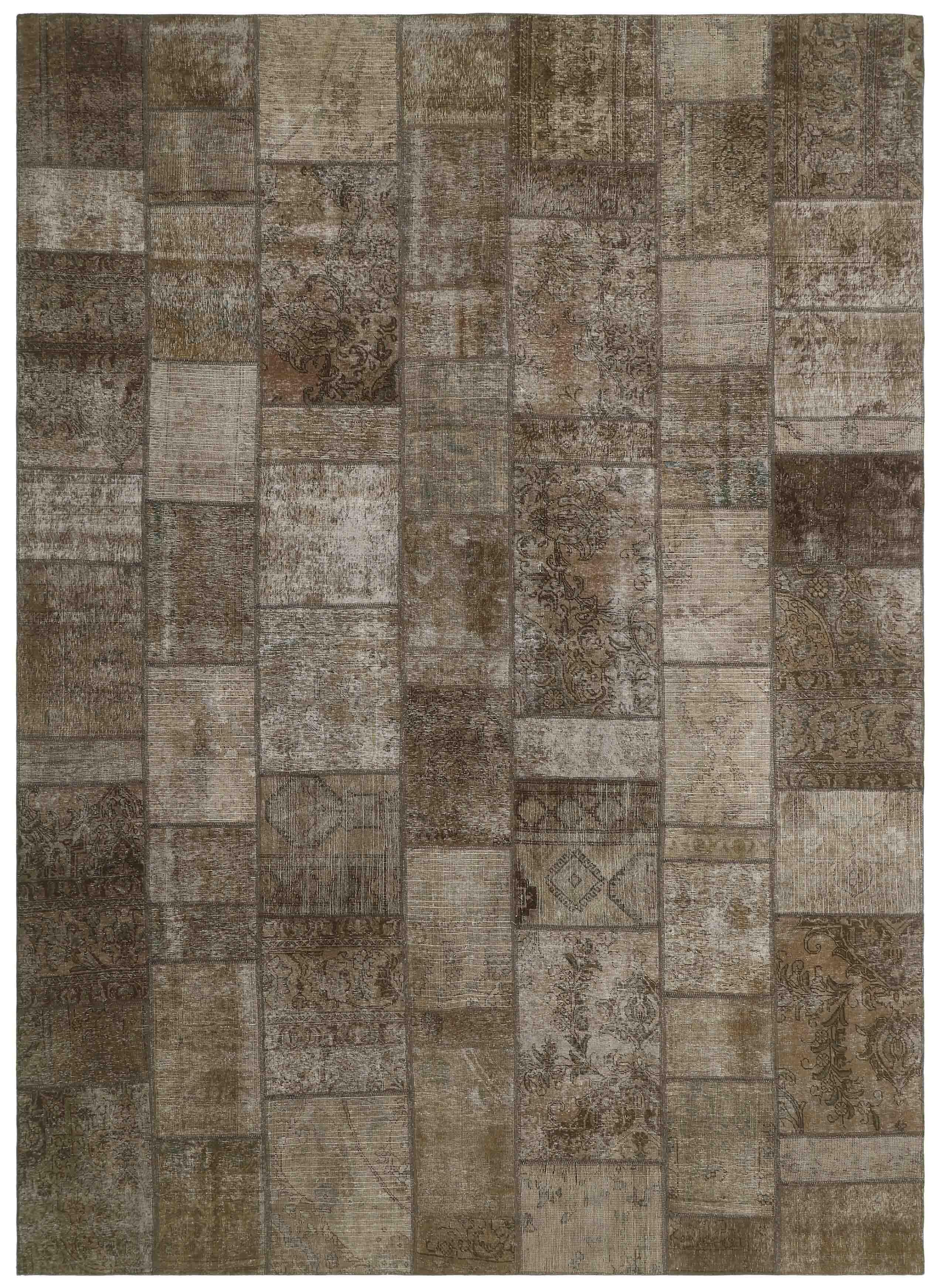 Authentic brown patchwork persian rug