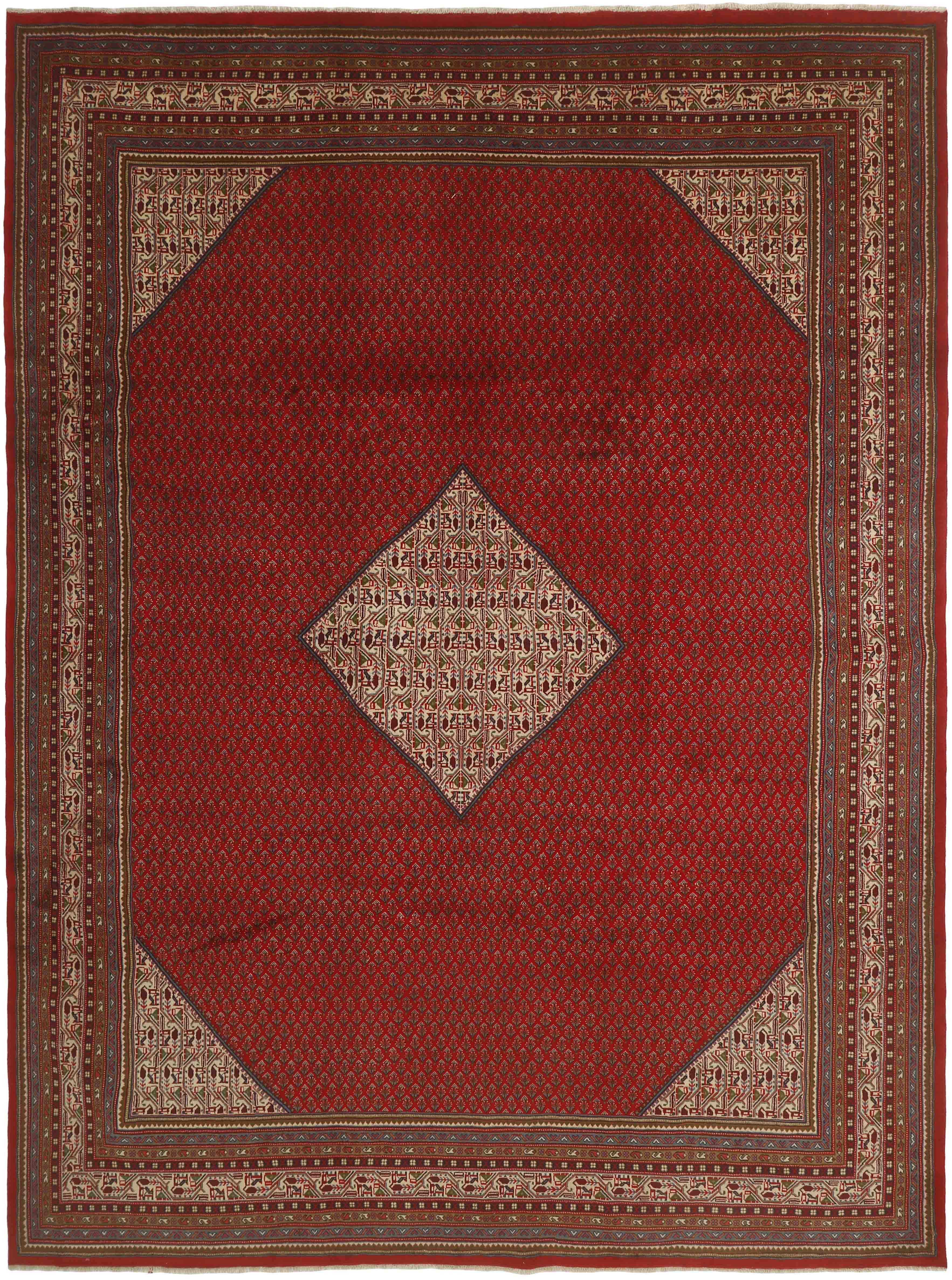 authentic persian rug with all-over traditional design in red