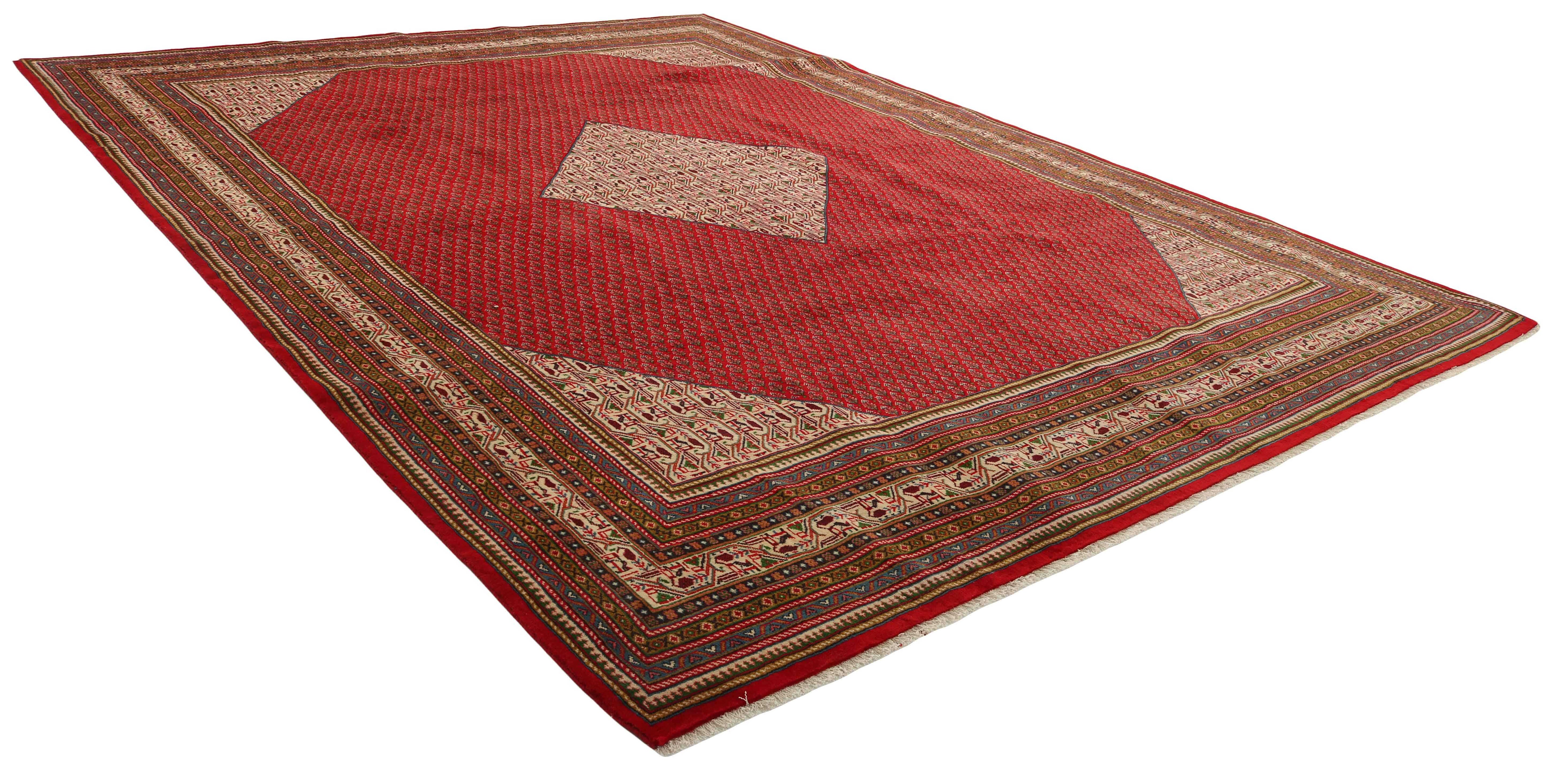 authentic persian rug with all-over traditional design in red