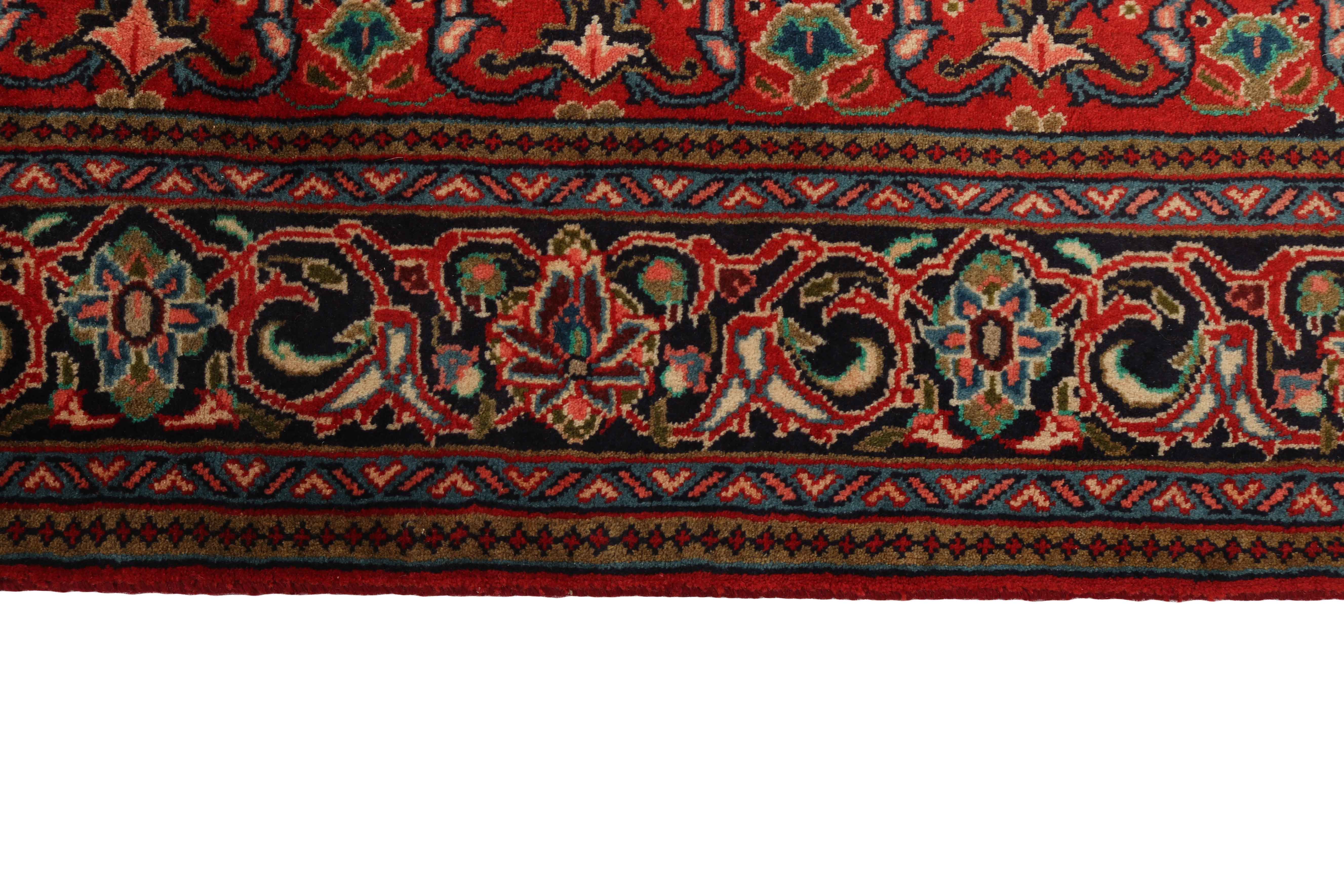 Authentic persian rug with traditional floral design in red