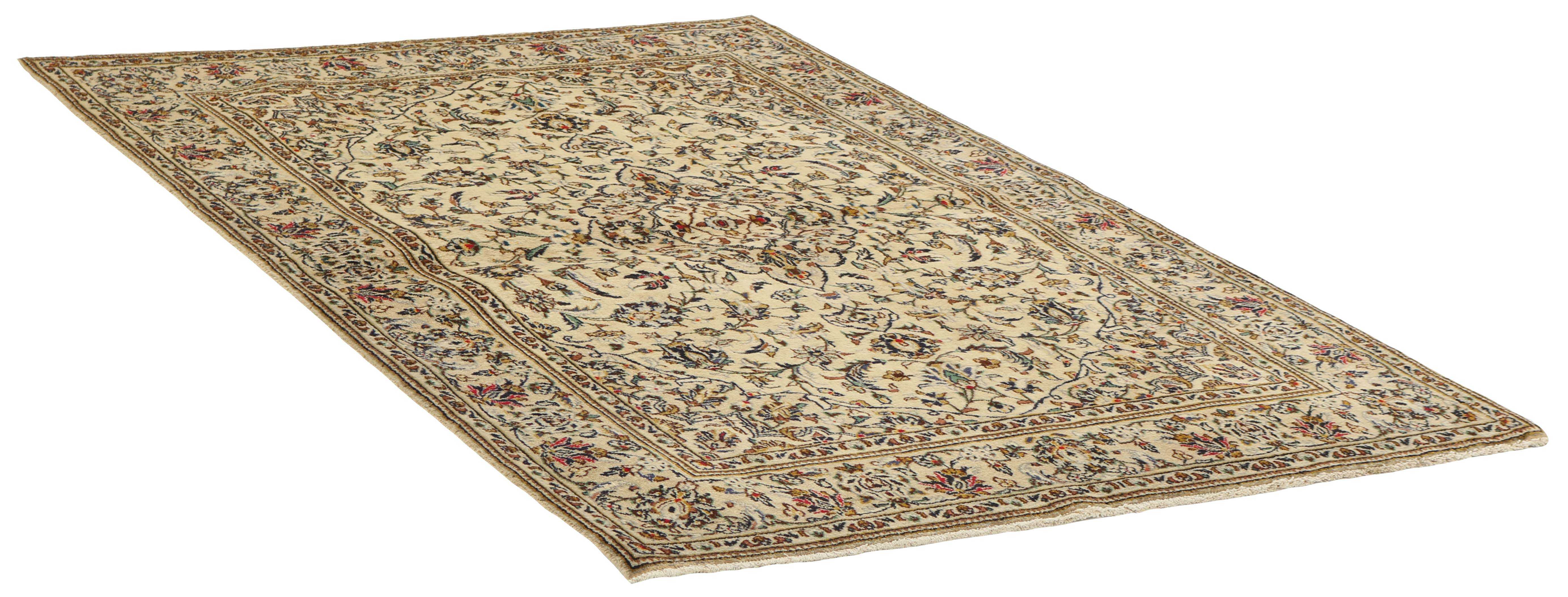 Authentic persian rug with traditional floral design in beige