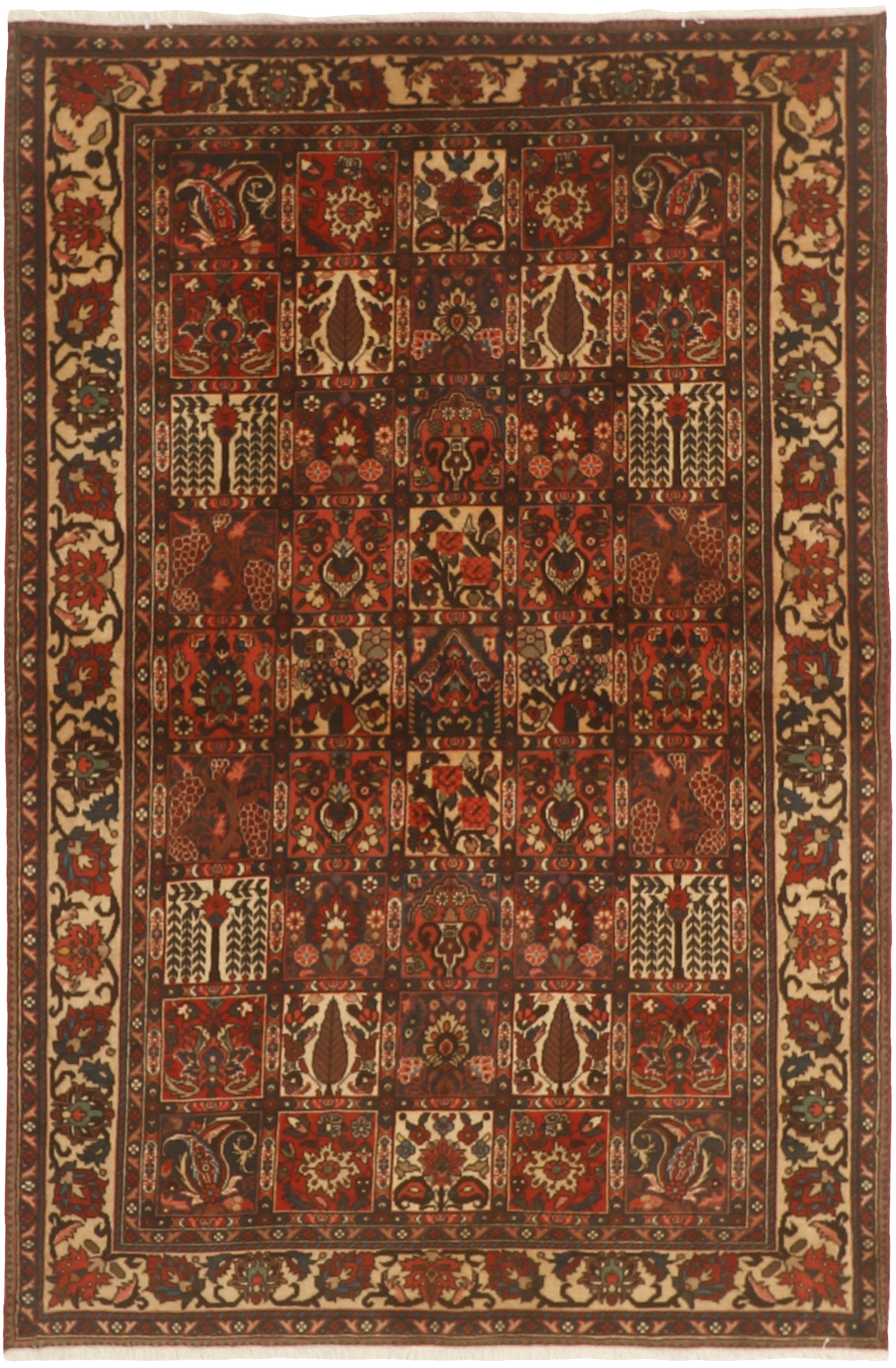 Authentic persian rug with traditional pattern in red