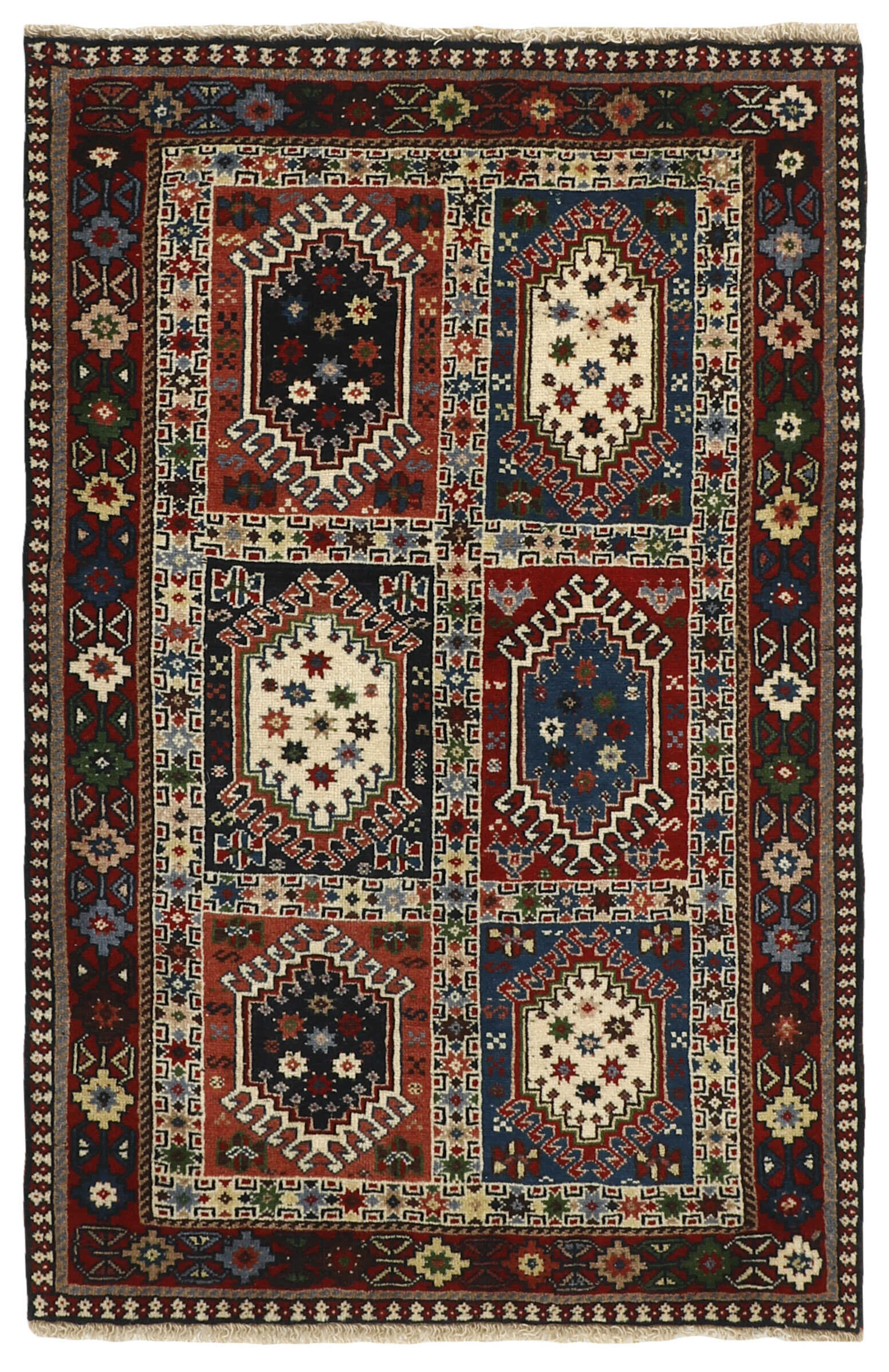red authentic persian rug with a traditional design