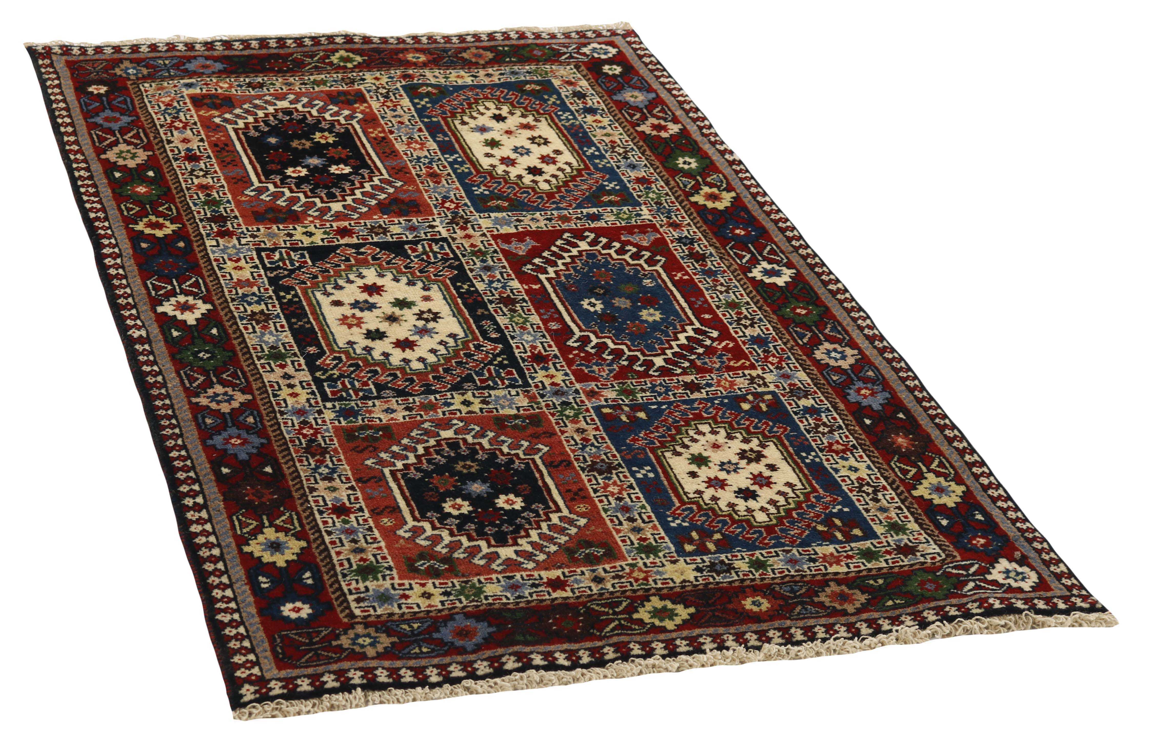 red authentic persian rug with a traditional design