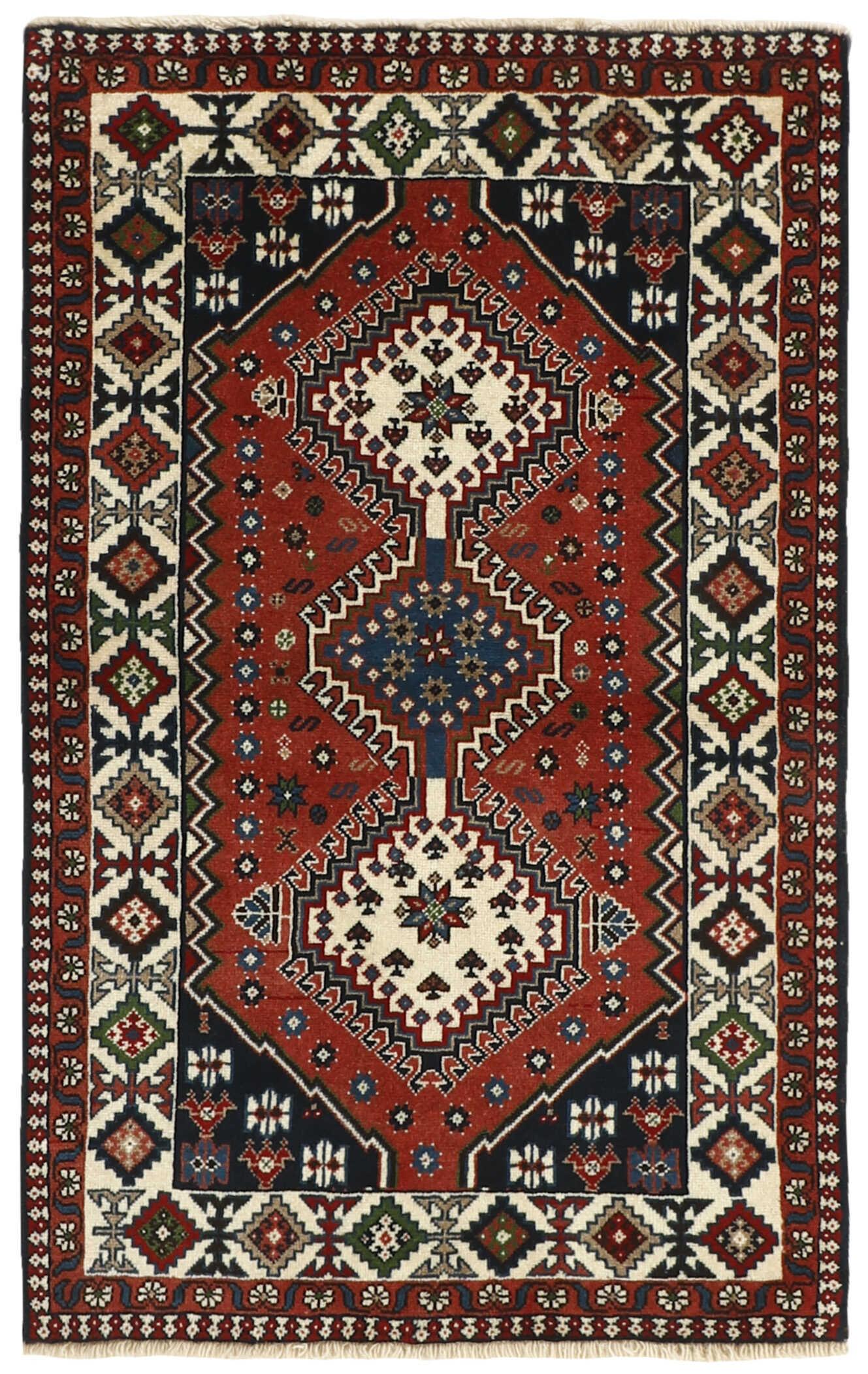 red authentic persian rug with a traditional design