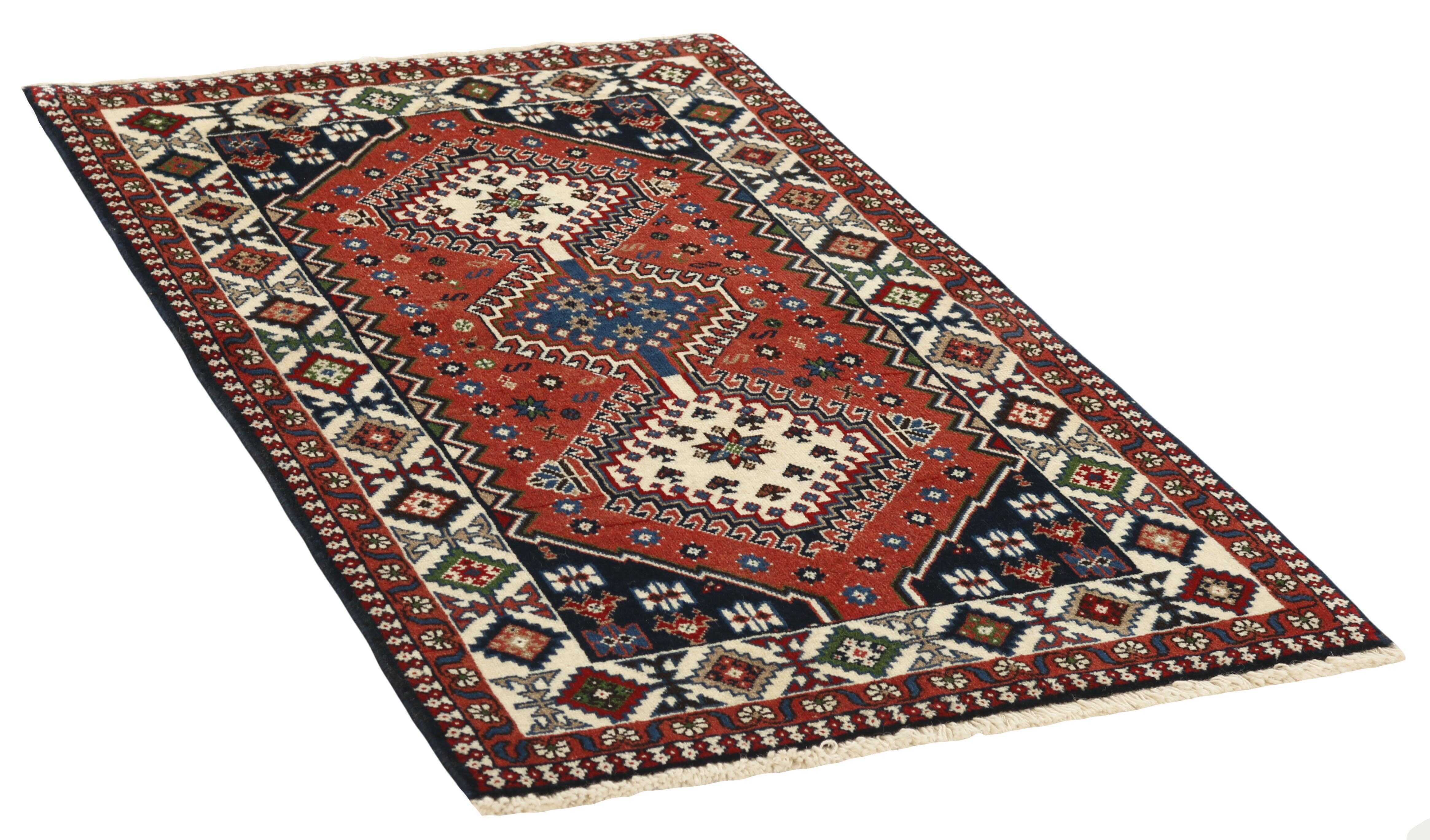 red authentic persian rug with a traditional design