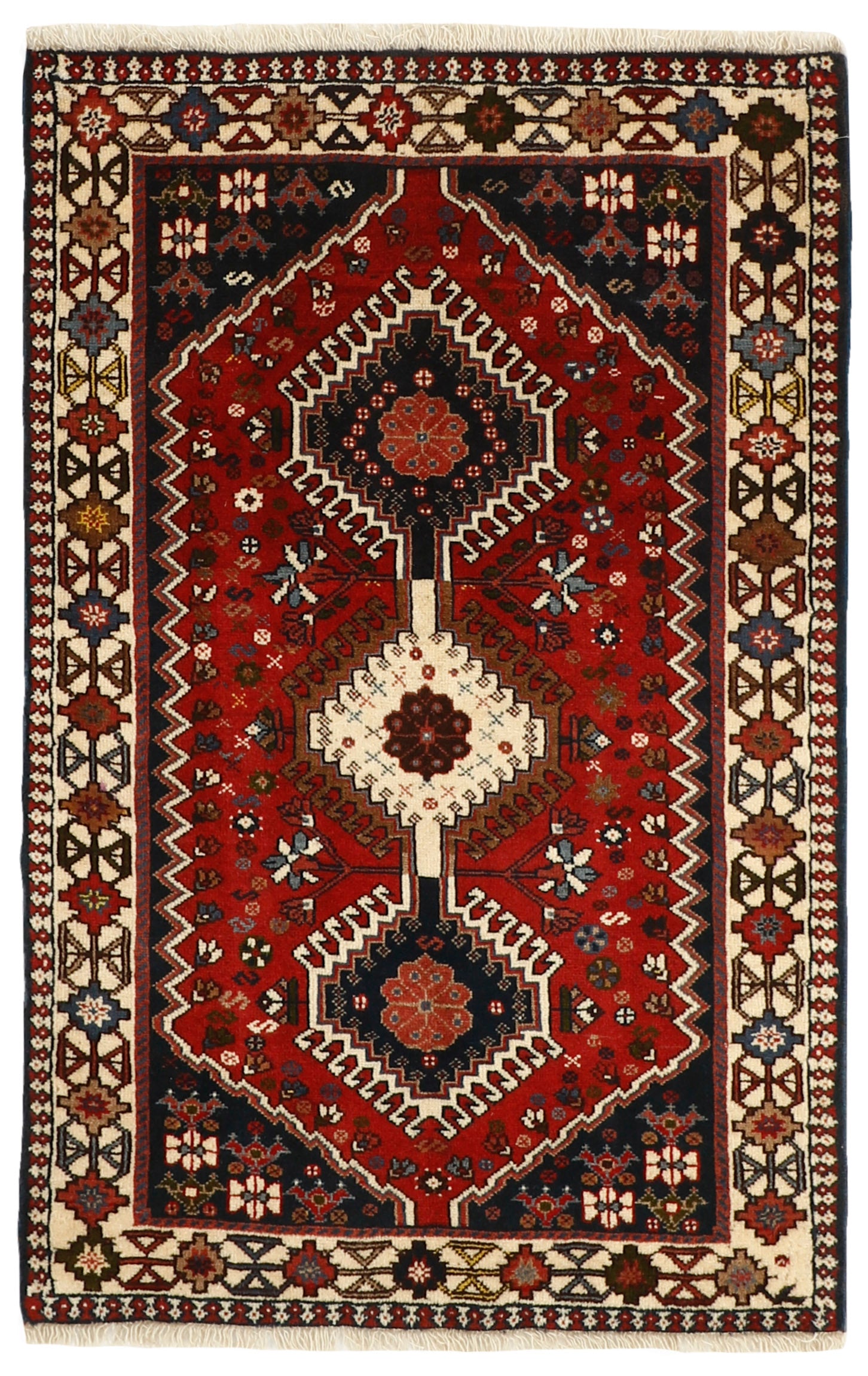 red authentic persian rug with a traditional design