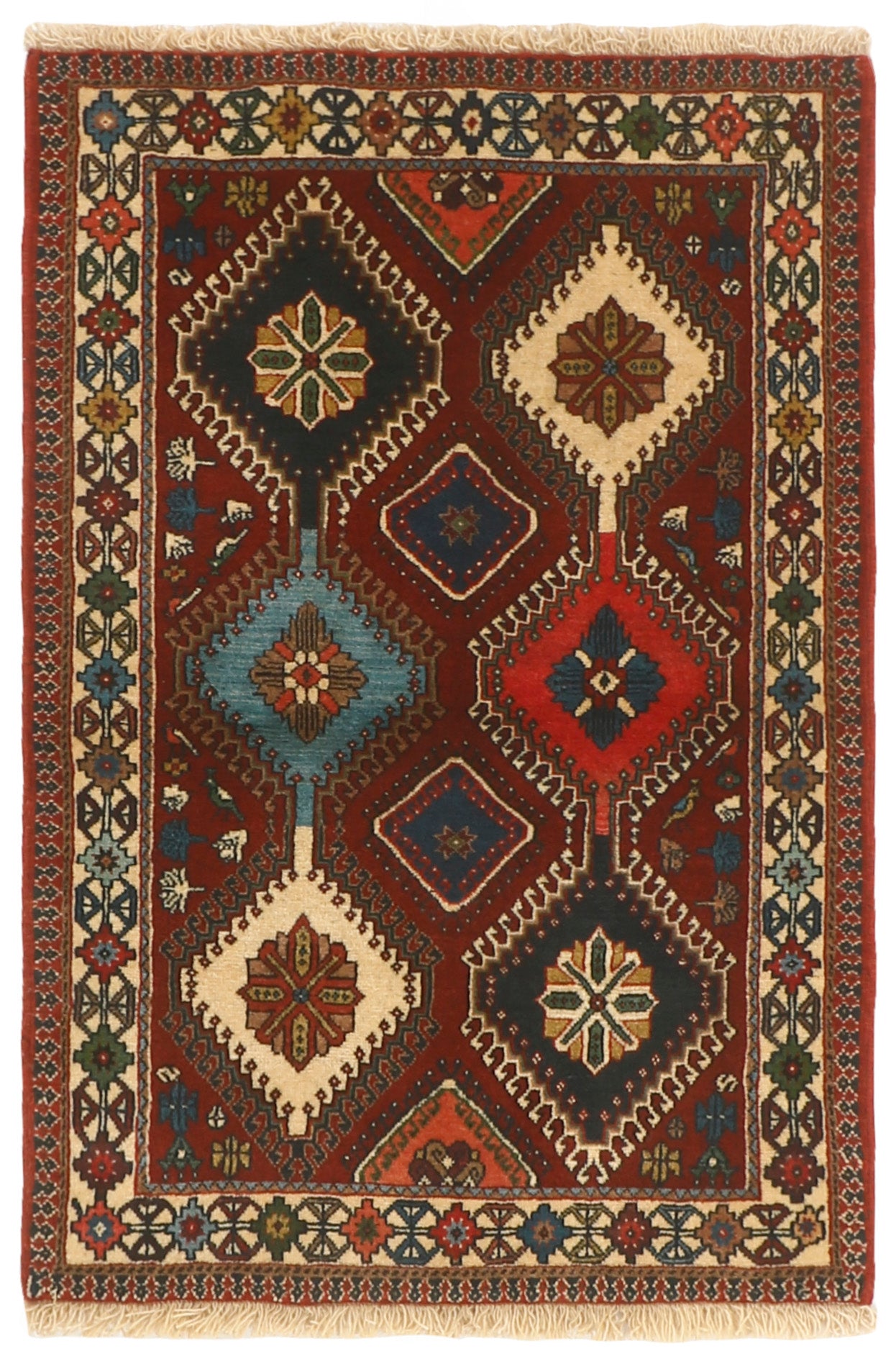 red authentic persian rug with a traditional design
