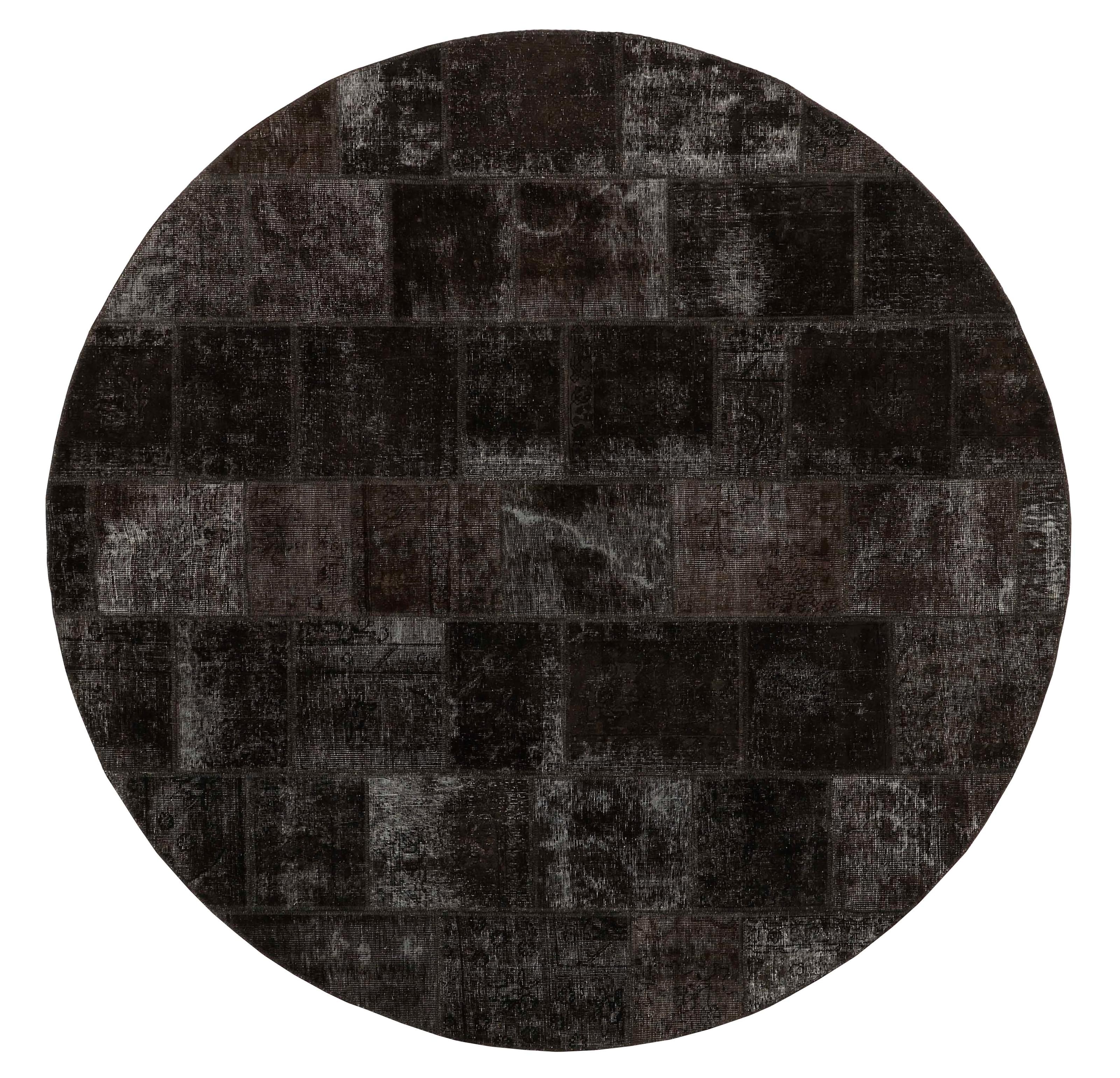 Authentic brown patchwork persian circle rug