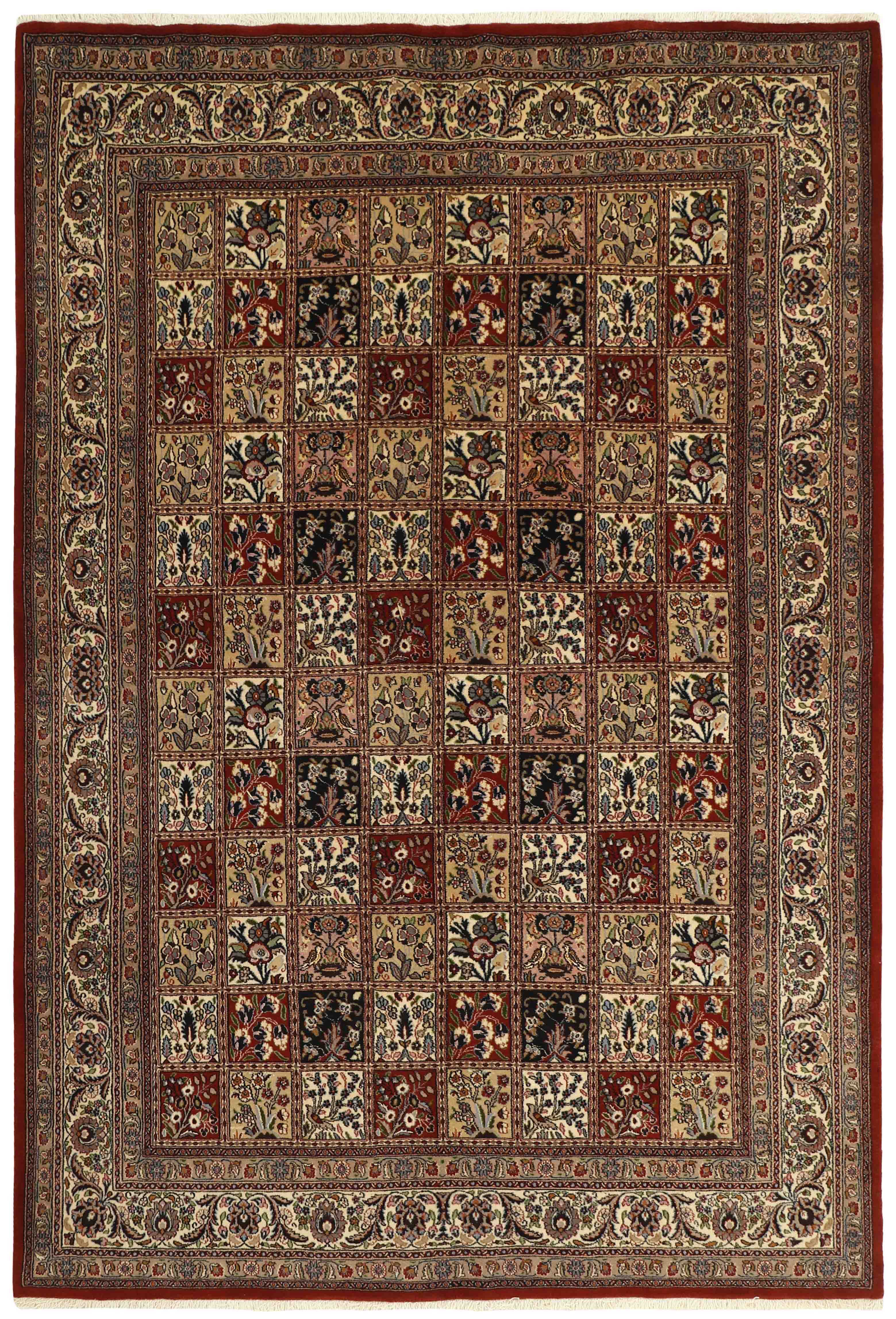 authentic persian rug with floral pattern in Multicolor