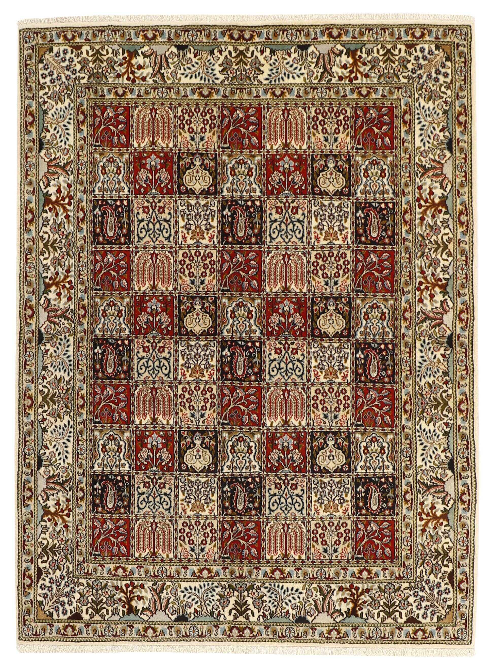 authentic persian rug with floral pattern in multicolour