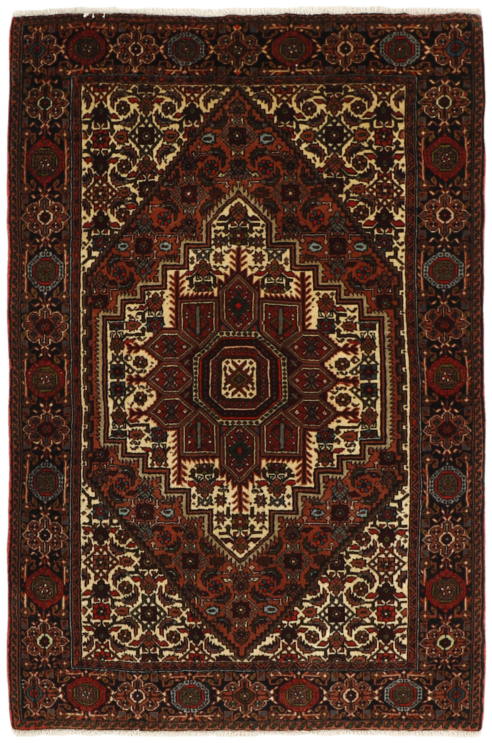 Red persian rug with a floral design