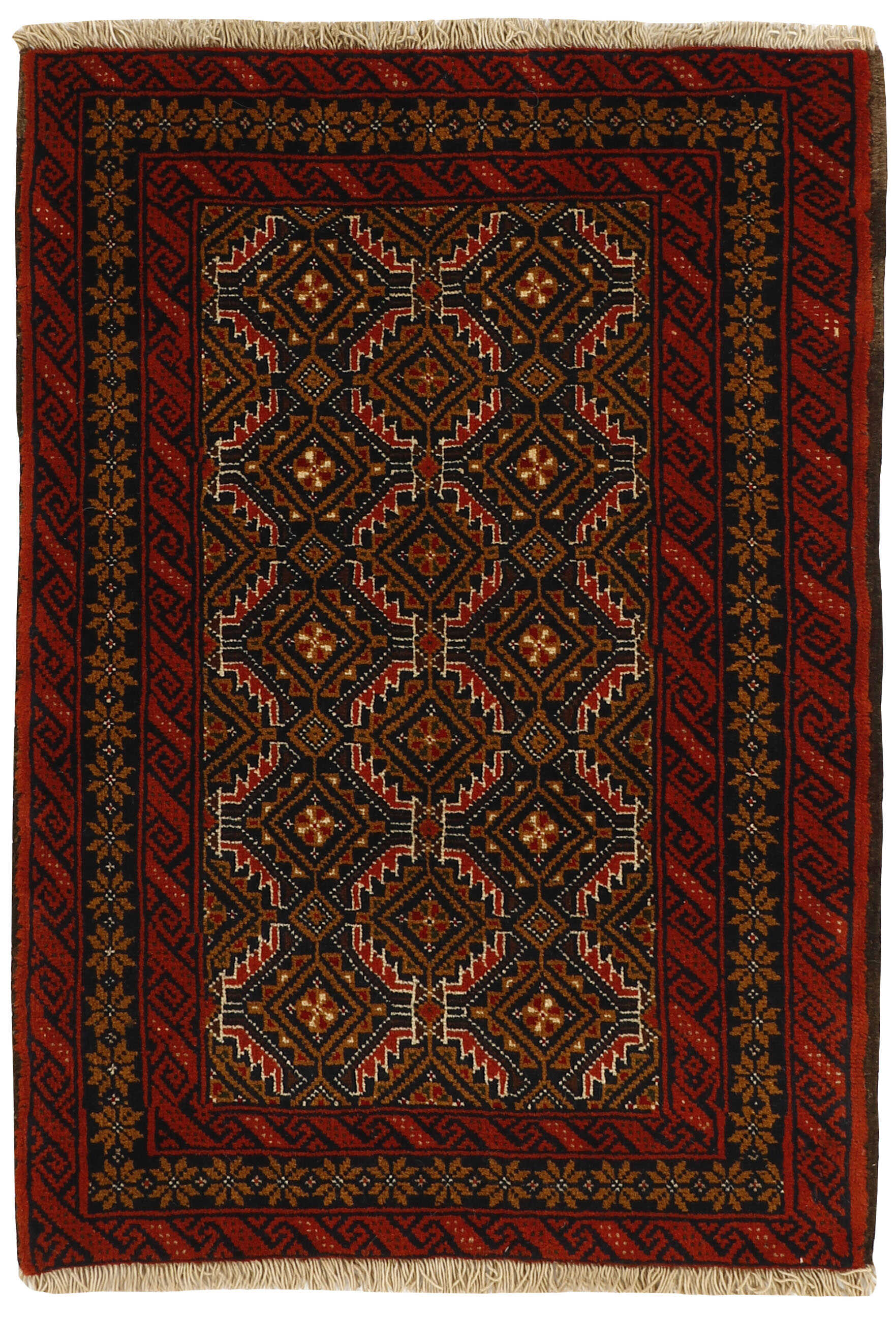 Red Persian wool rug with traditional design