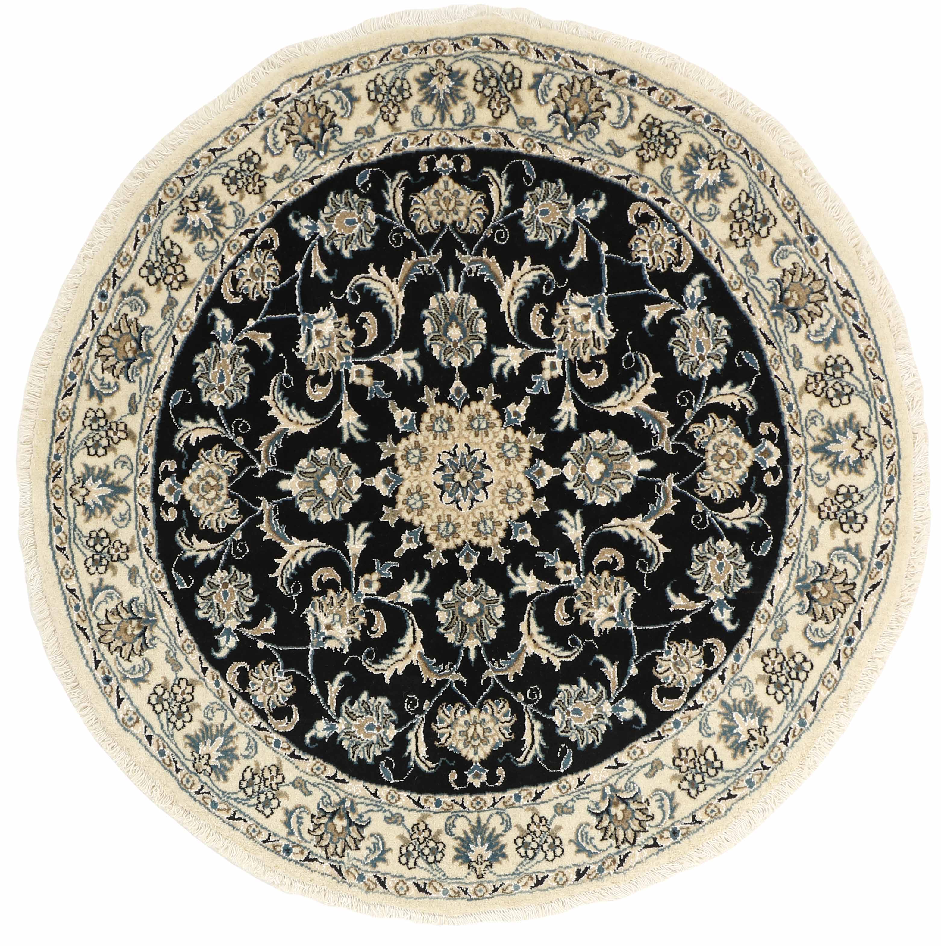 Authentic persian rug with a traditional floral design in Black