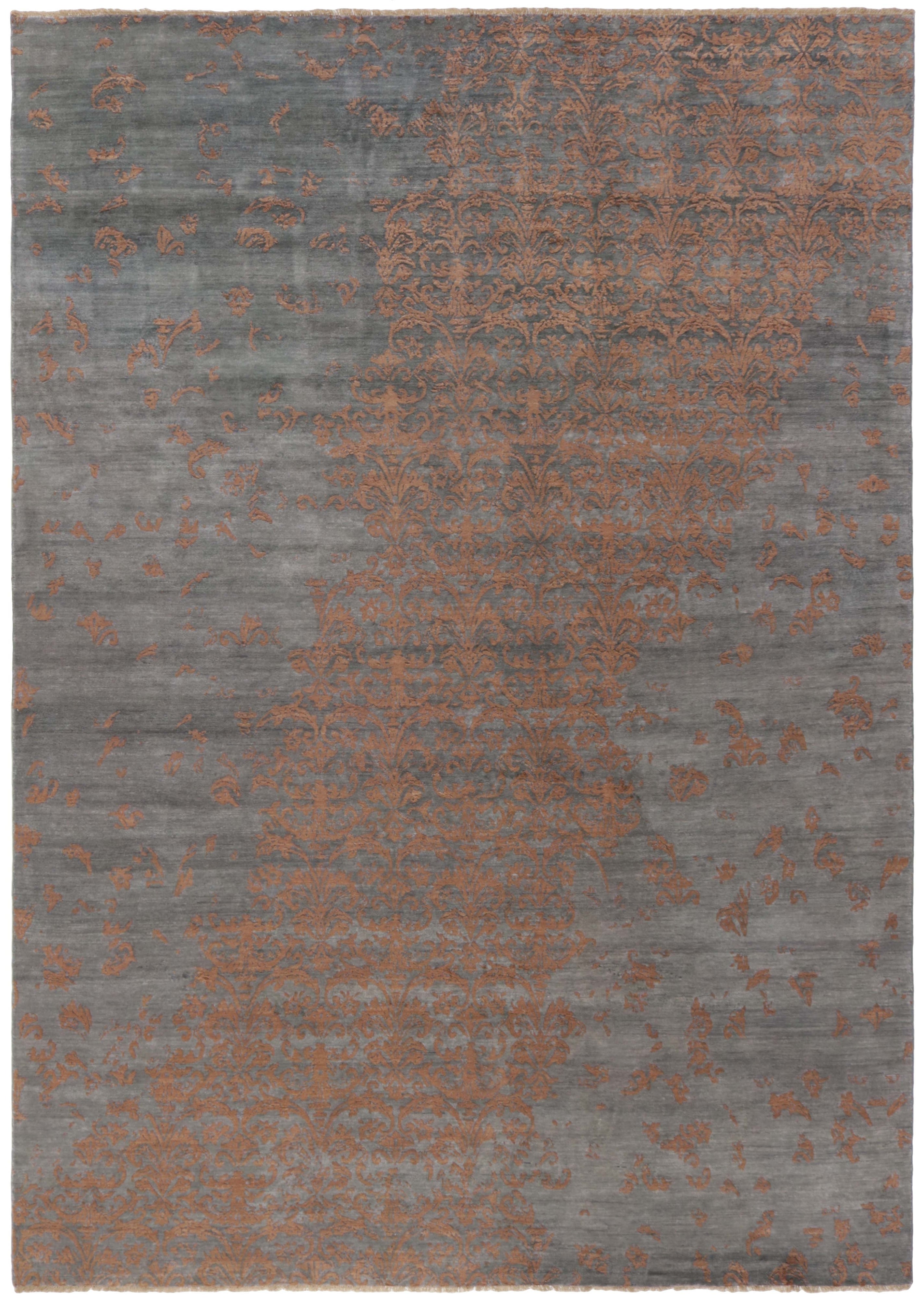 Authentic oriental rug with a damask pattern in brown