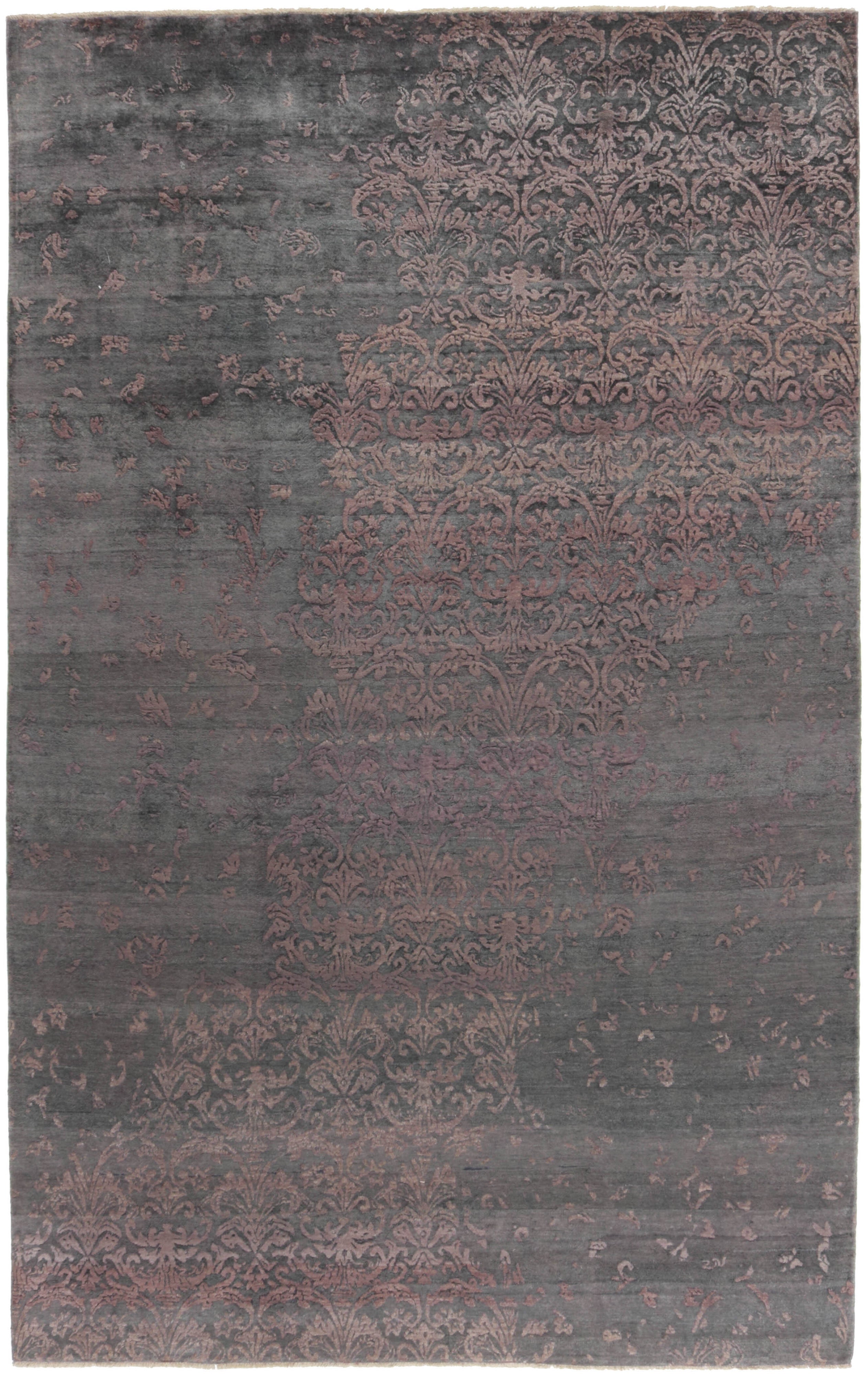 Authentic oriental rug with a damask pattern in brown