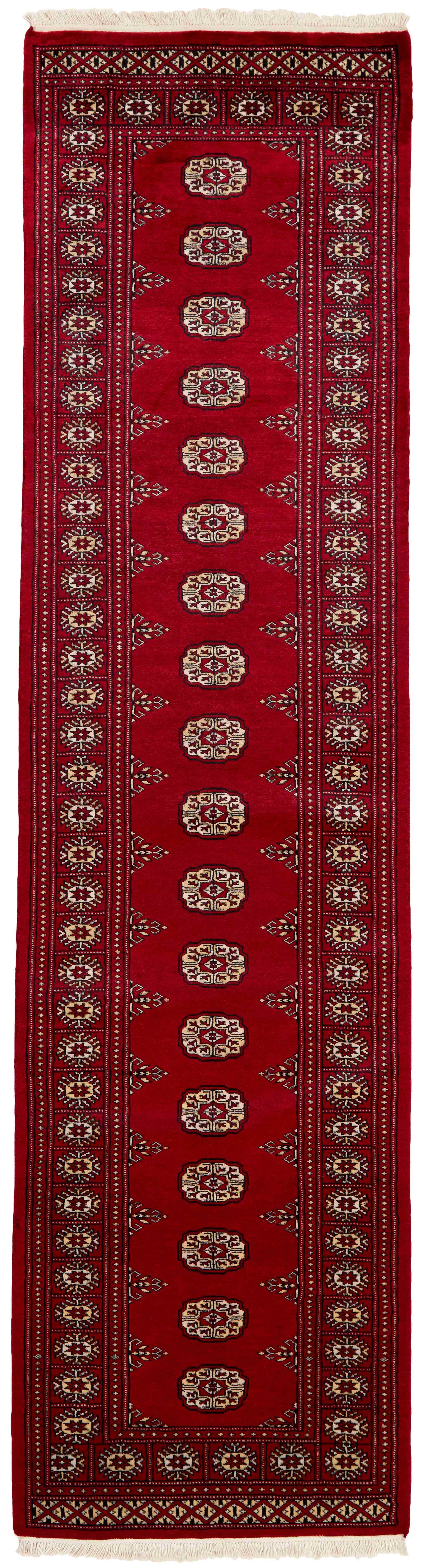 red oriental runner with traditional gul pattern