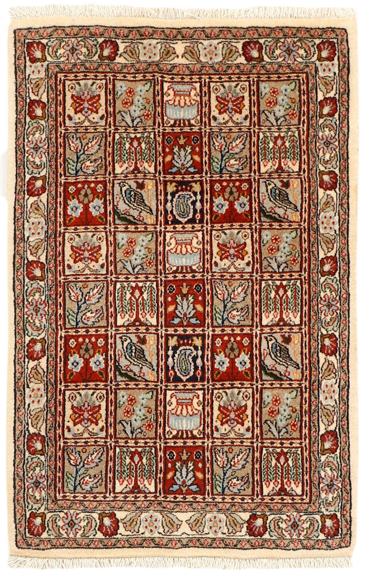 authentic persian rug with floral pattern in multicolour