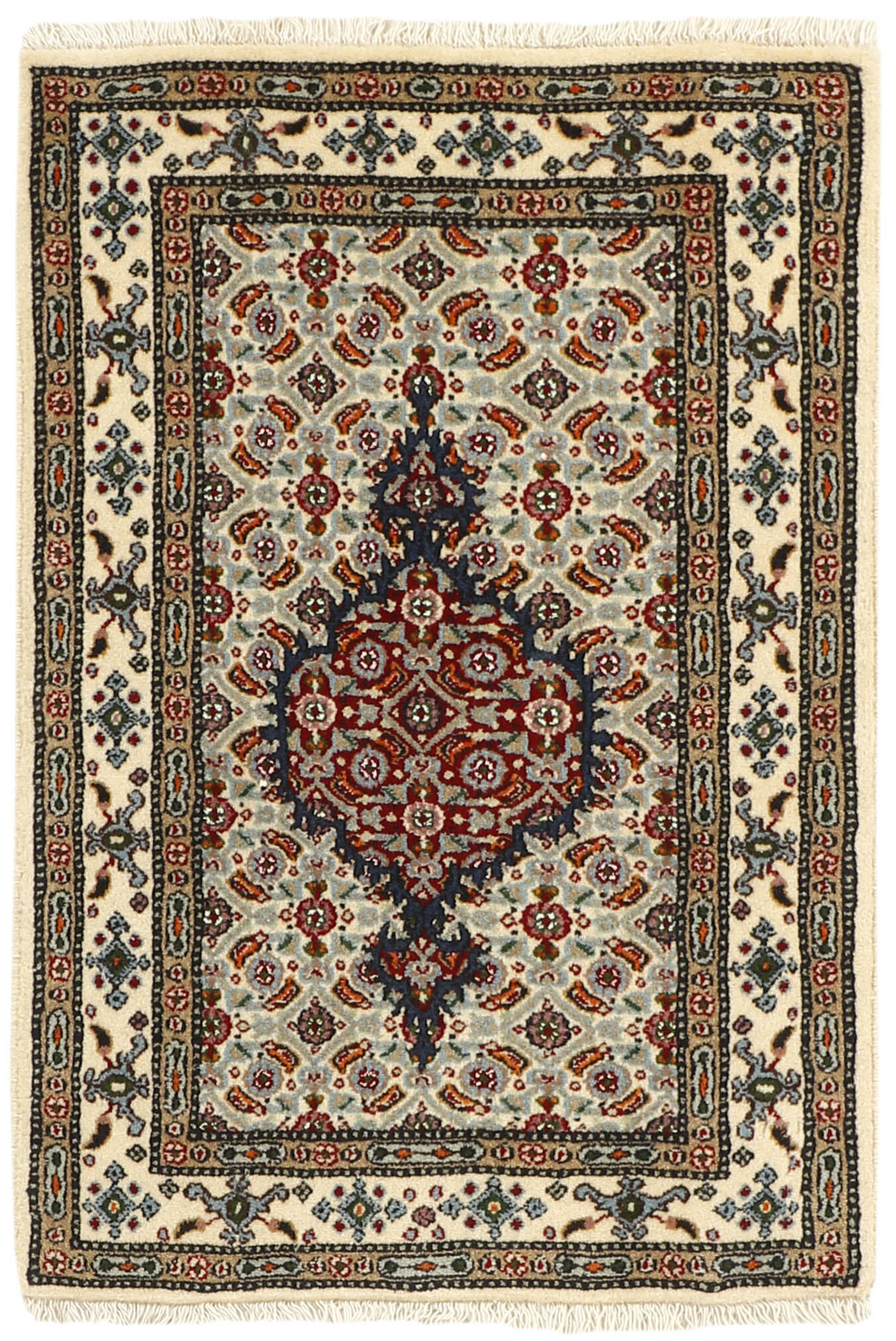 authentic persian rug with traditional floral pattern in beige