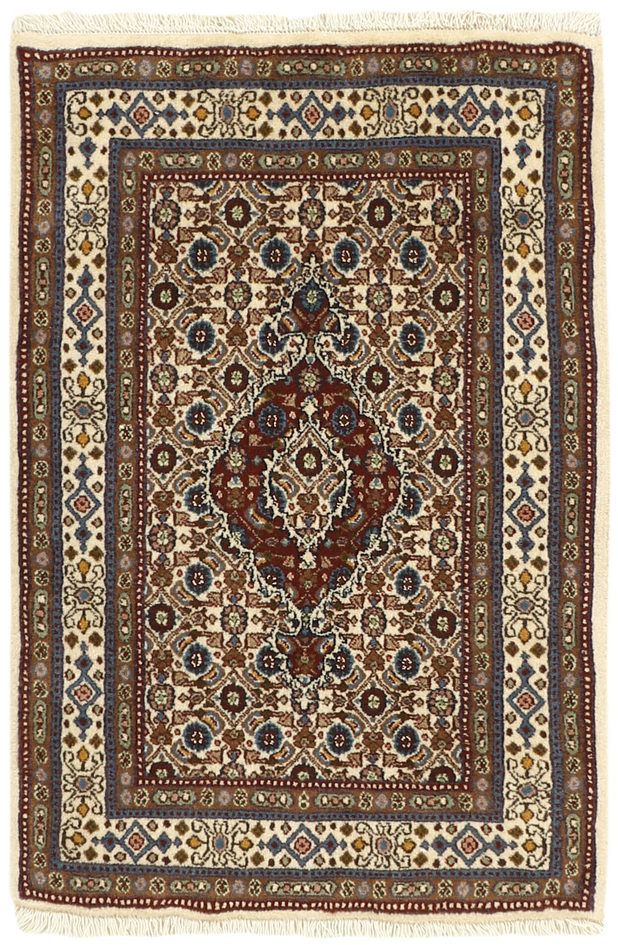 authentic persian rug with traditional floral pattern in beige