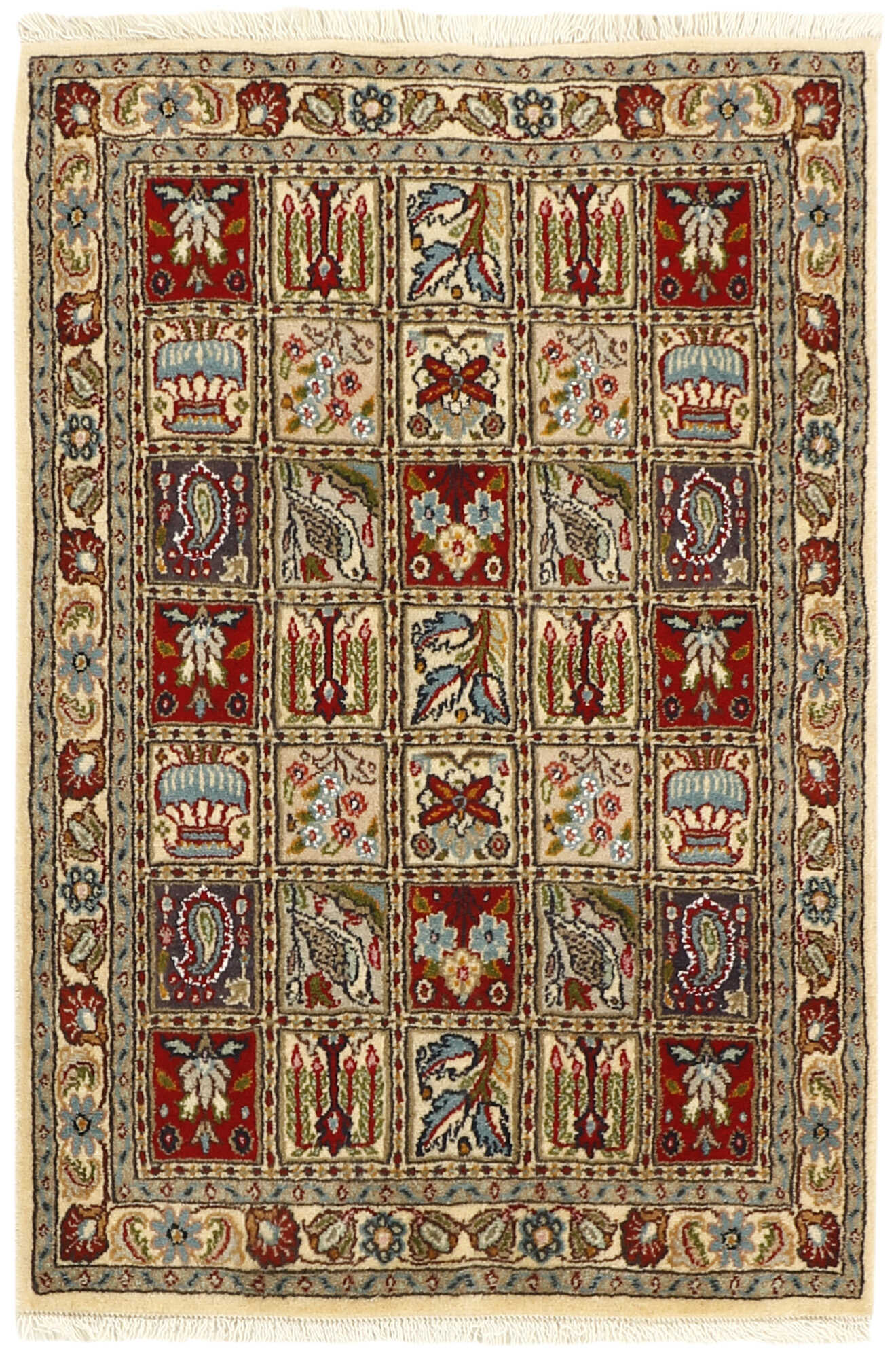 authentic persian rug with floral pattern in multicolour