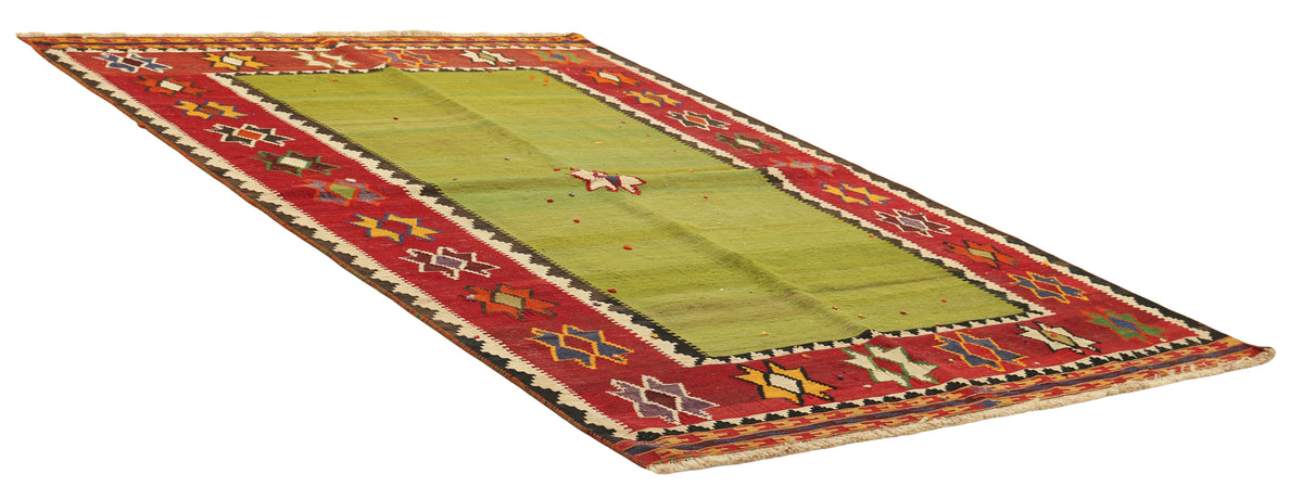 Authentic persian kelim flatweave rug with traditional stripe design in multicolour