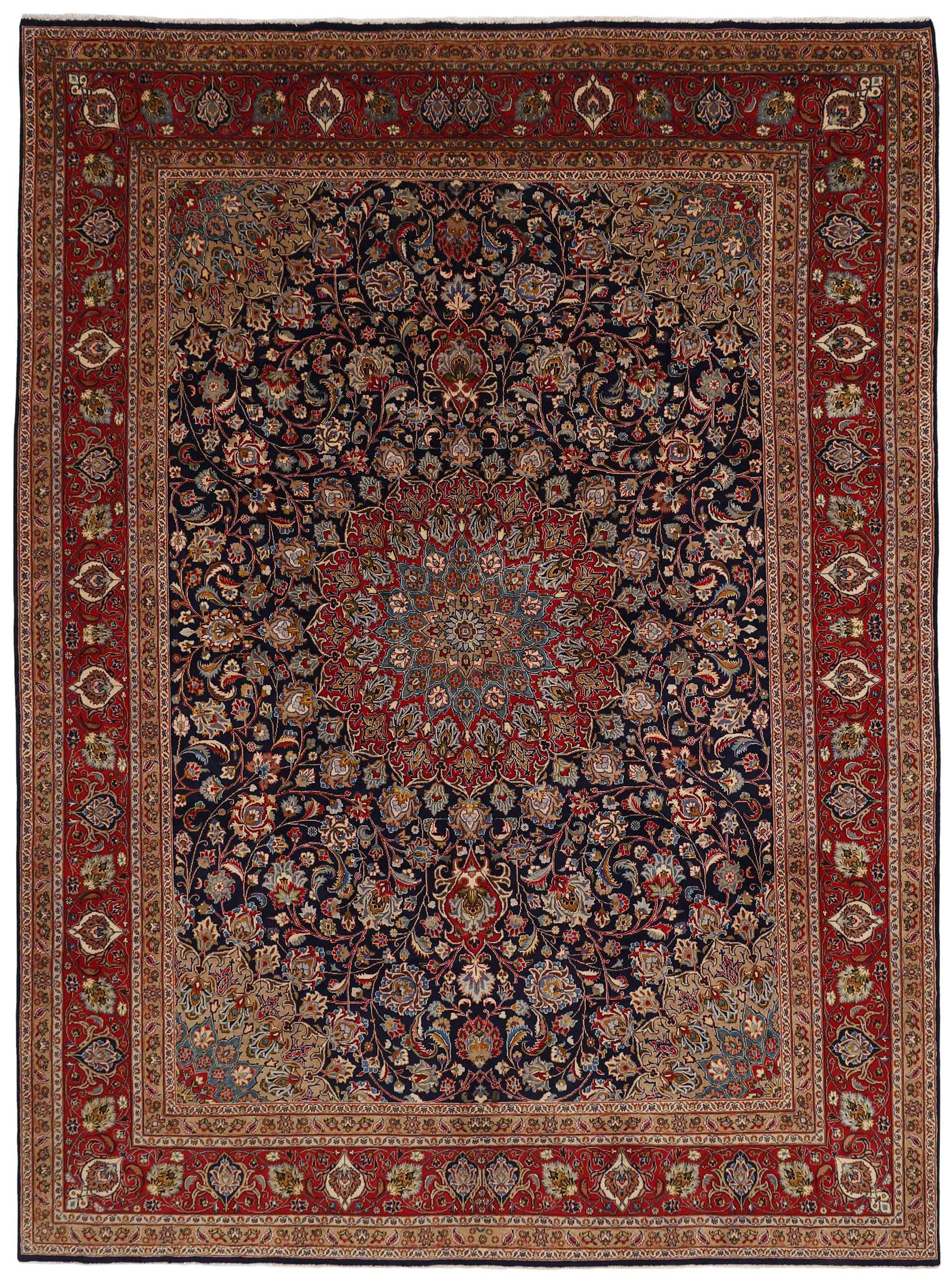 Authentic persian rug with a traditional floral design in red