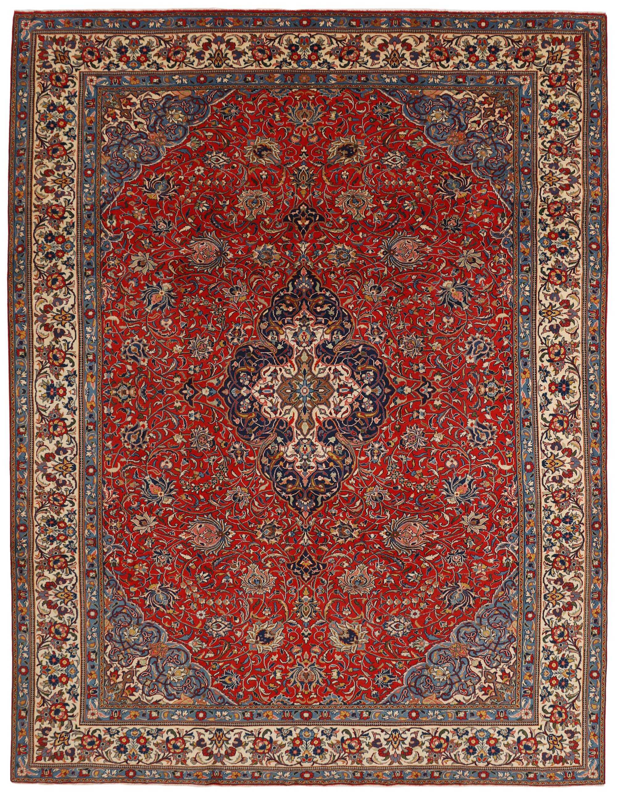 Authentic persian rug with traditional floral design in red