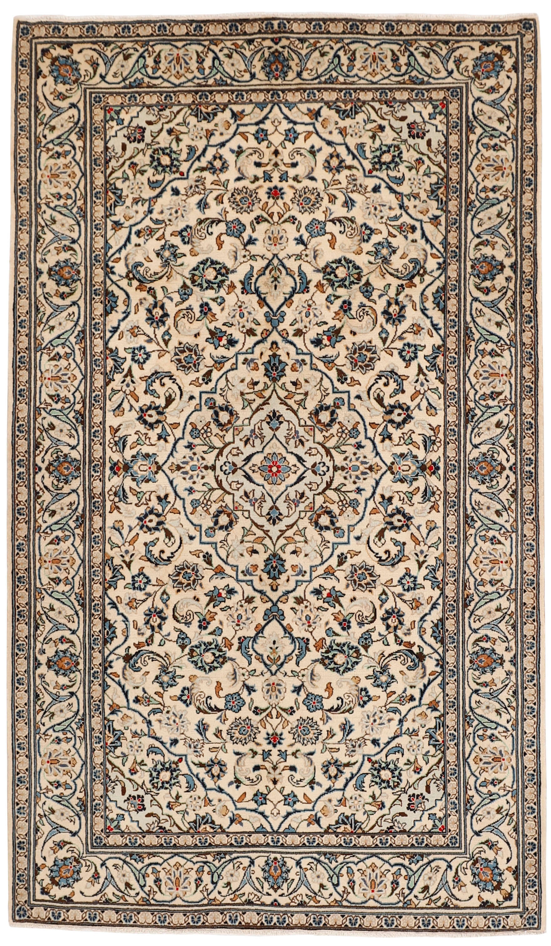 Authentic persian rug with traditional floral design in beige