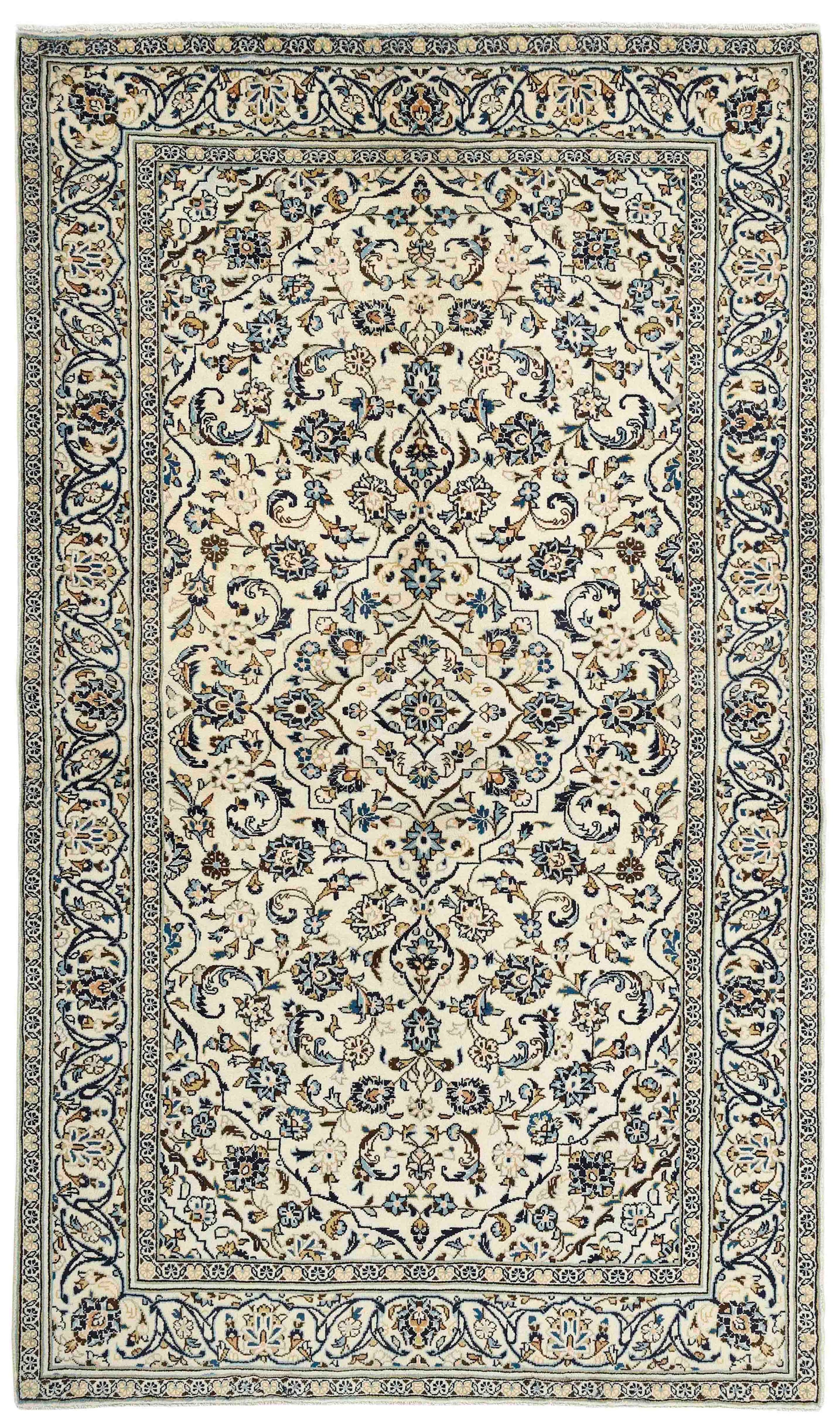 Authentic persian rug with traditional floral design in beige