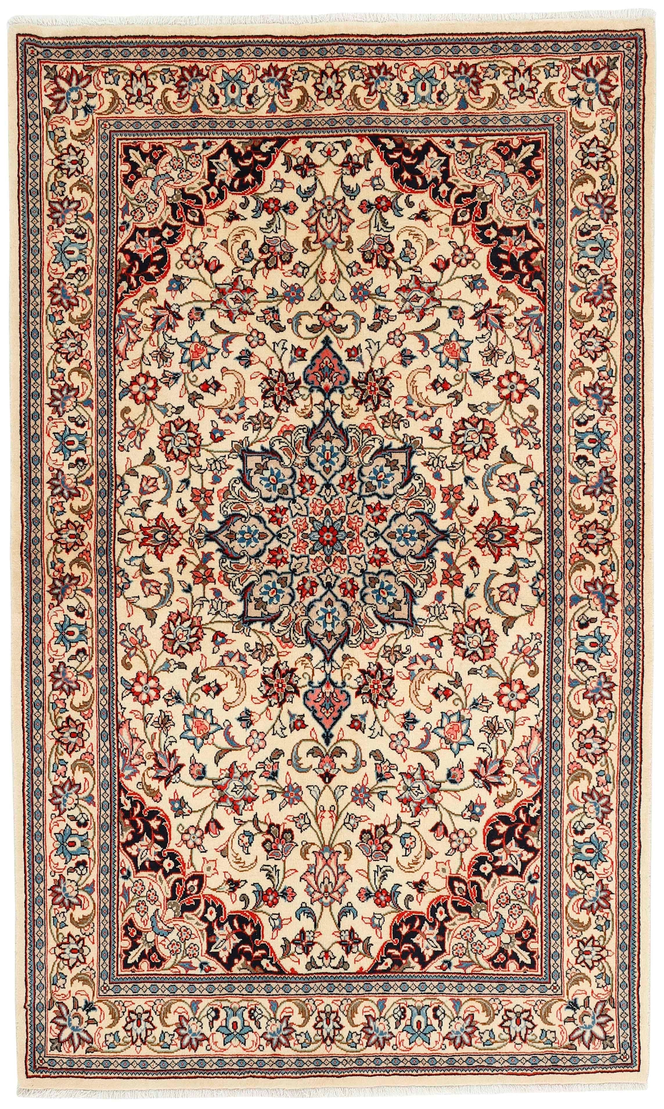 Authentic persian rug with traditional floral design in red