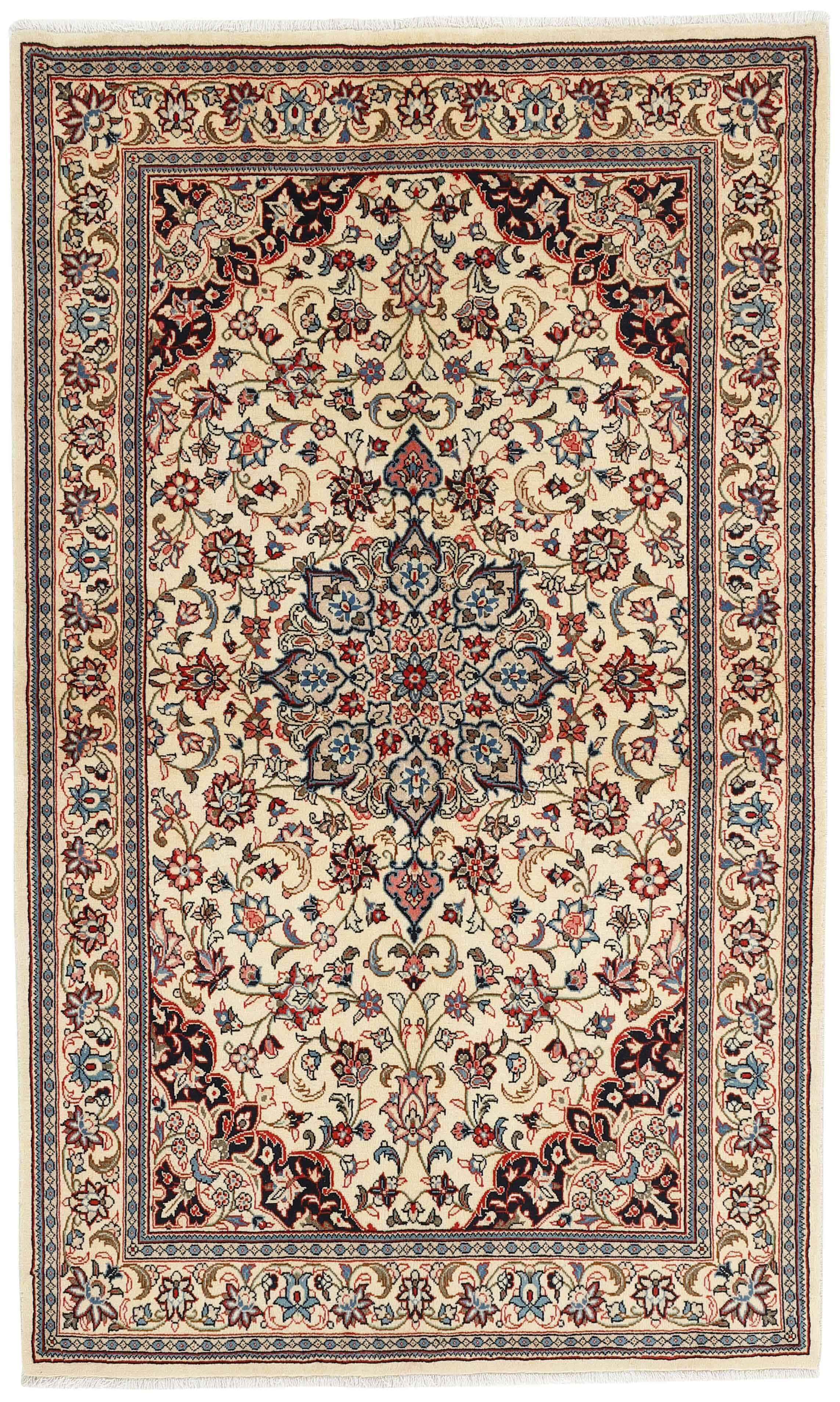 Authentic persian rug with traditional floral design in beige