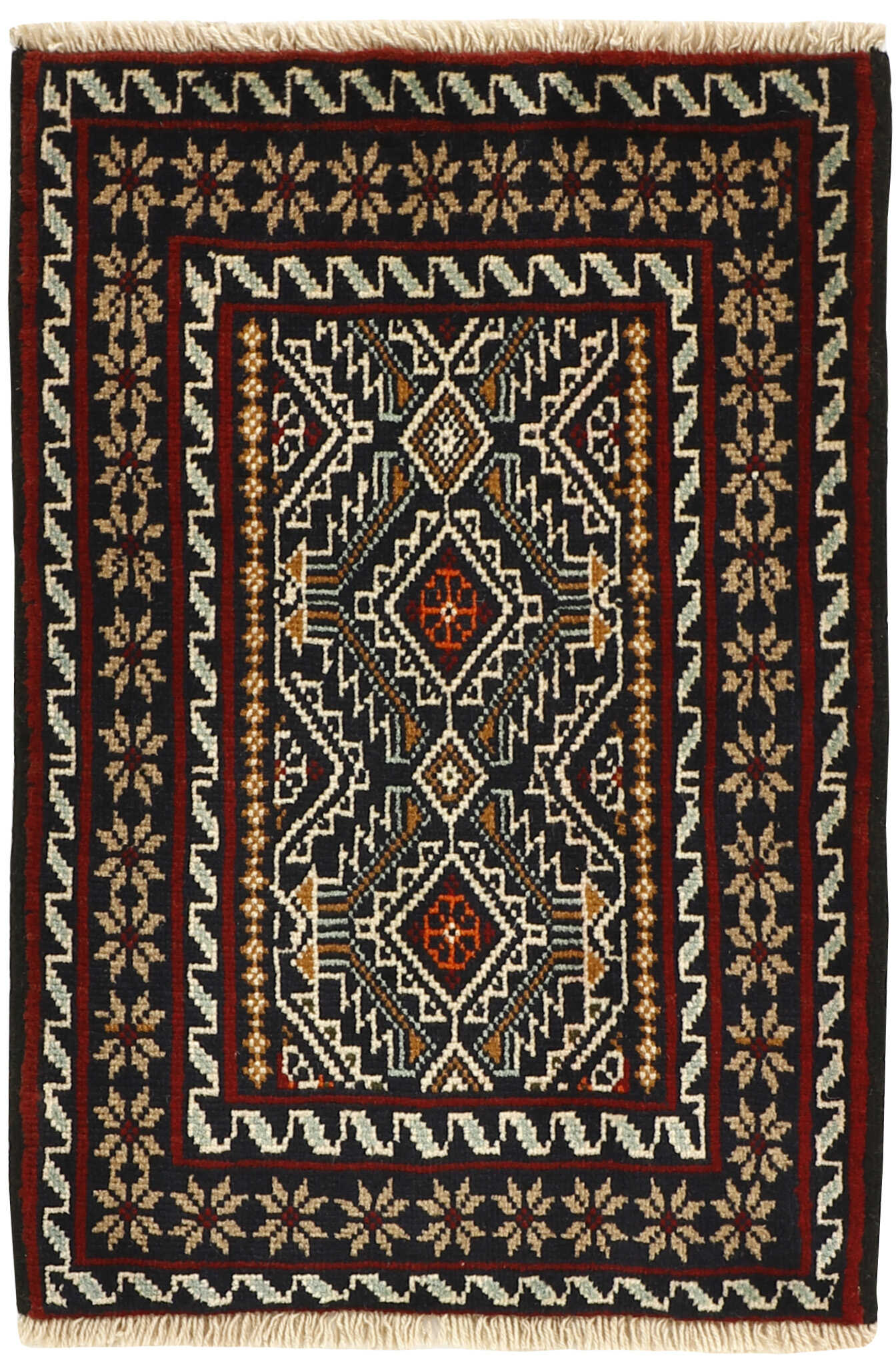 Red Persian wool rug with traditional design