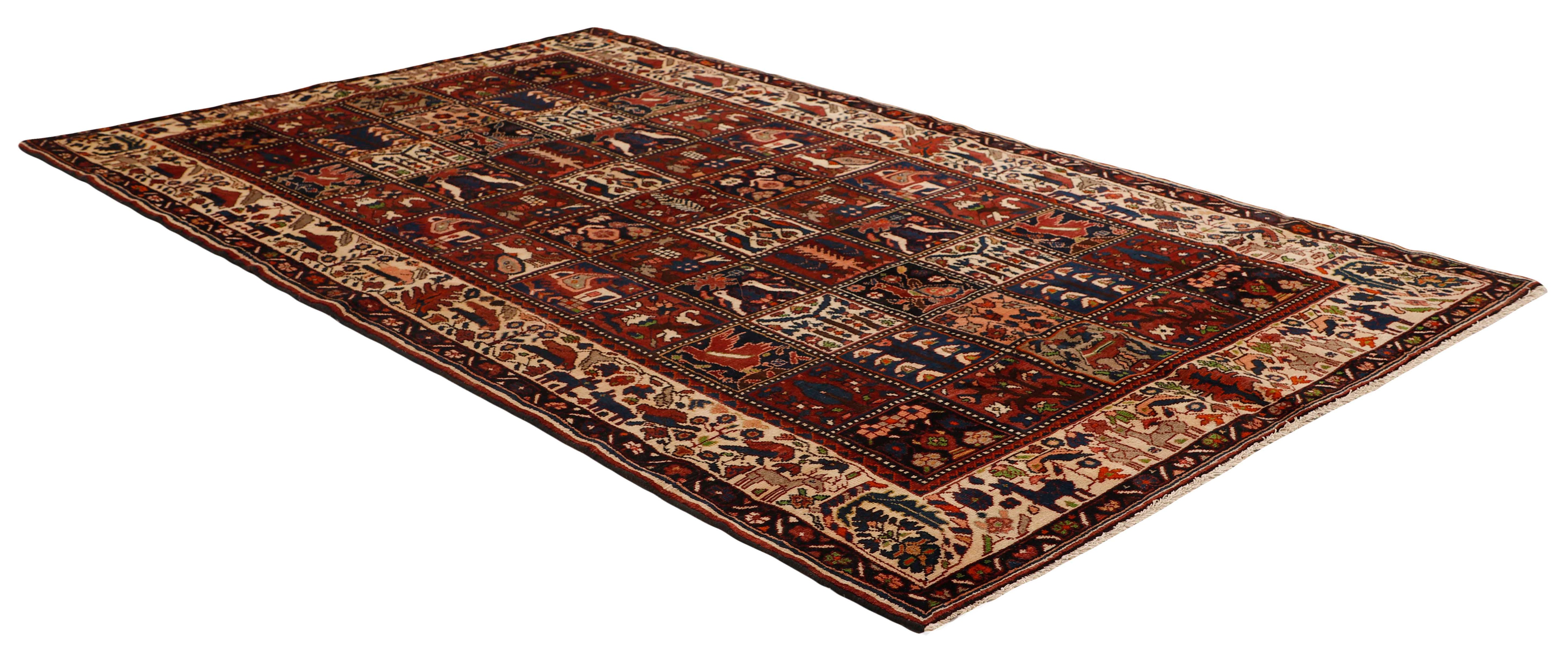 Authentic persian rug with traditional pattern in red