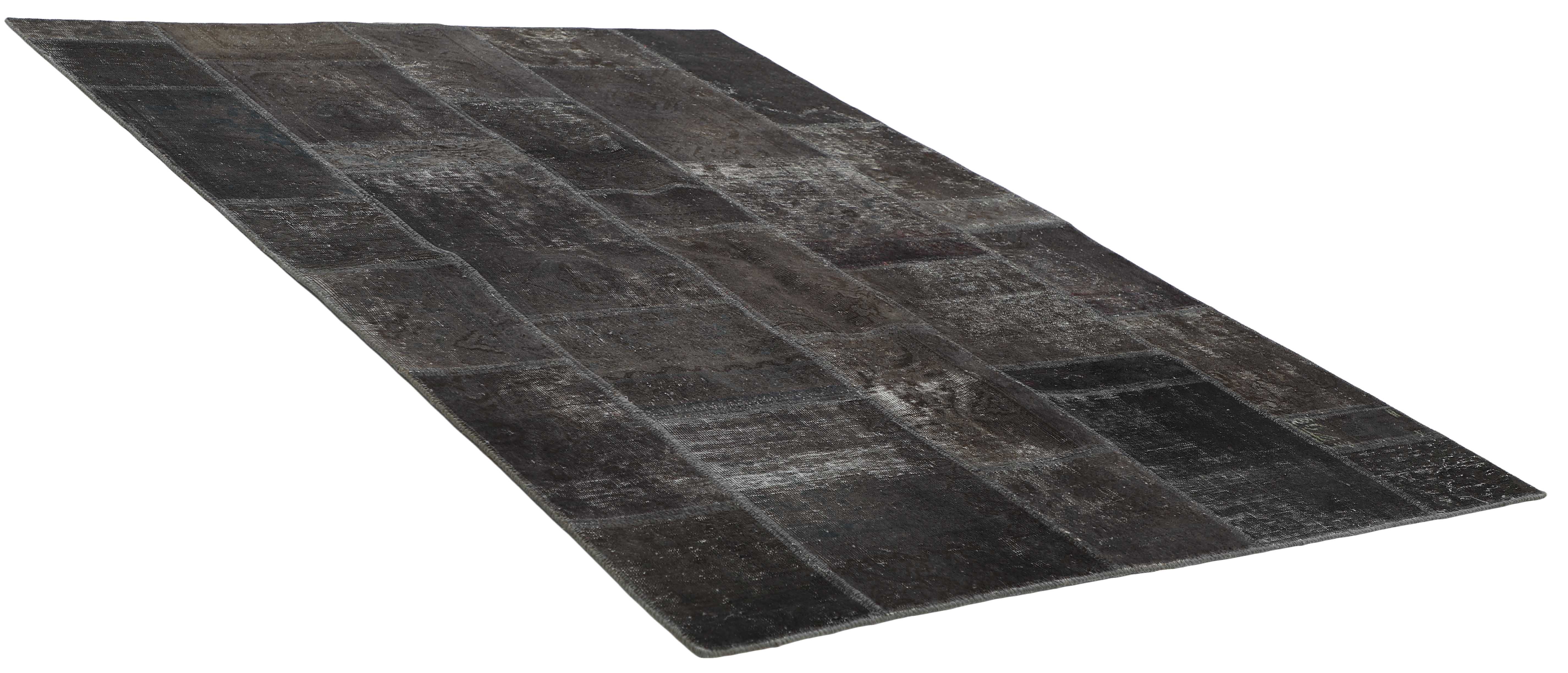 Authentic grey and black patchwork persian rug