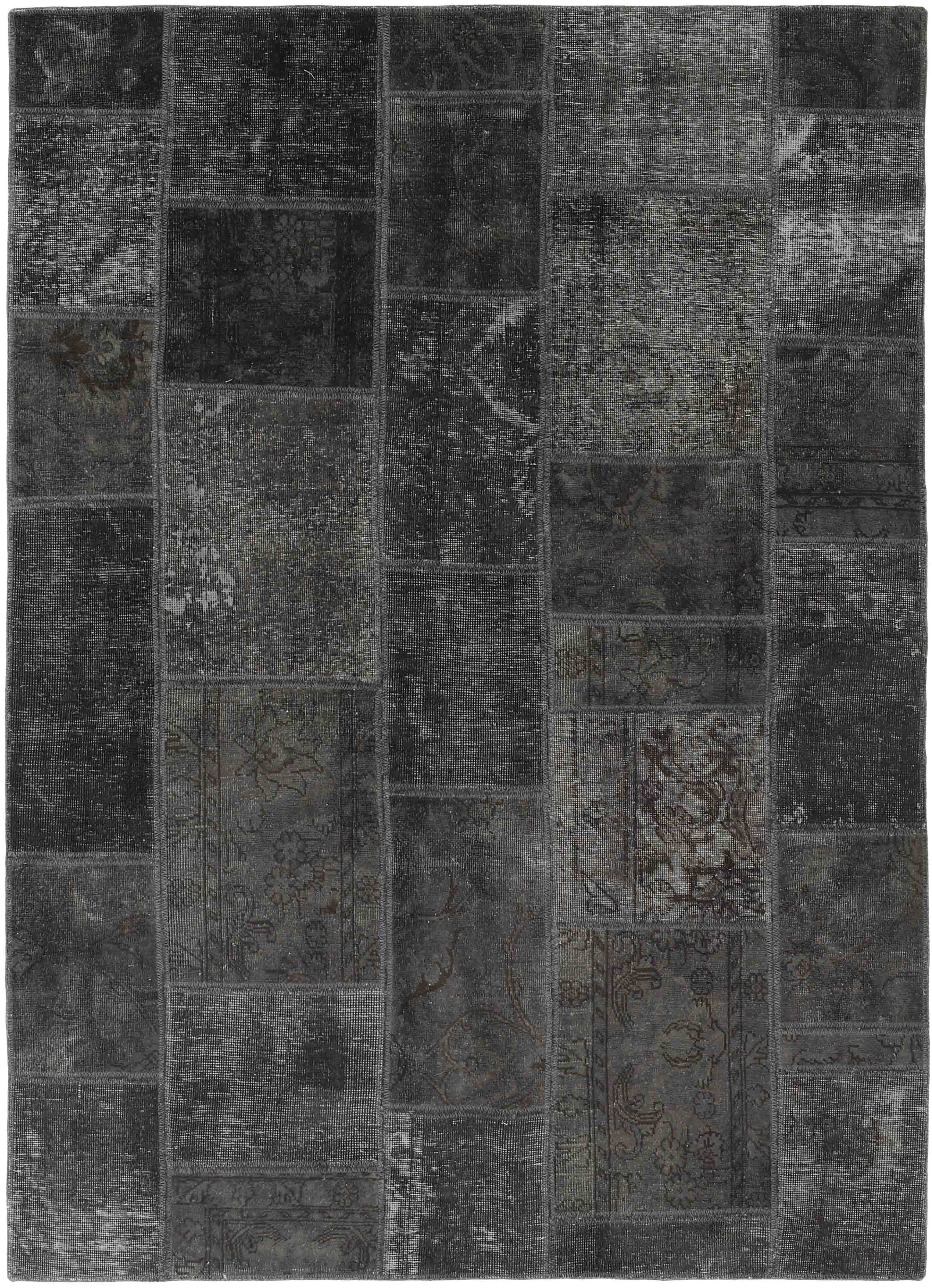 Authentic grey and black patchwork persian rug