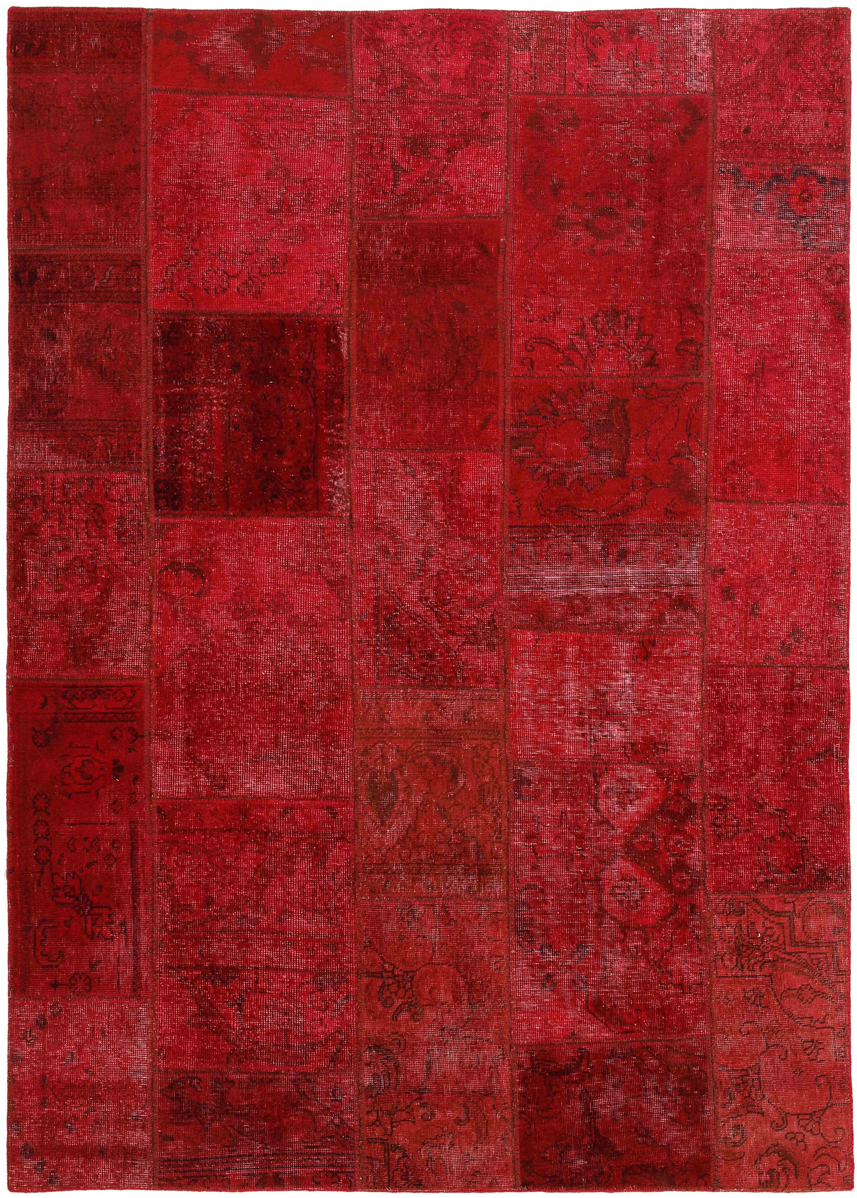 Authentic red patchwork persian rug