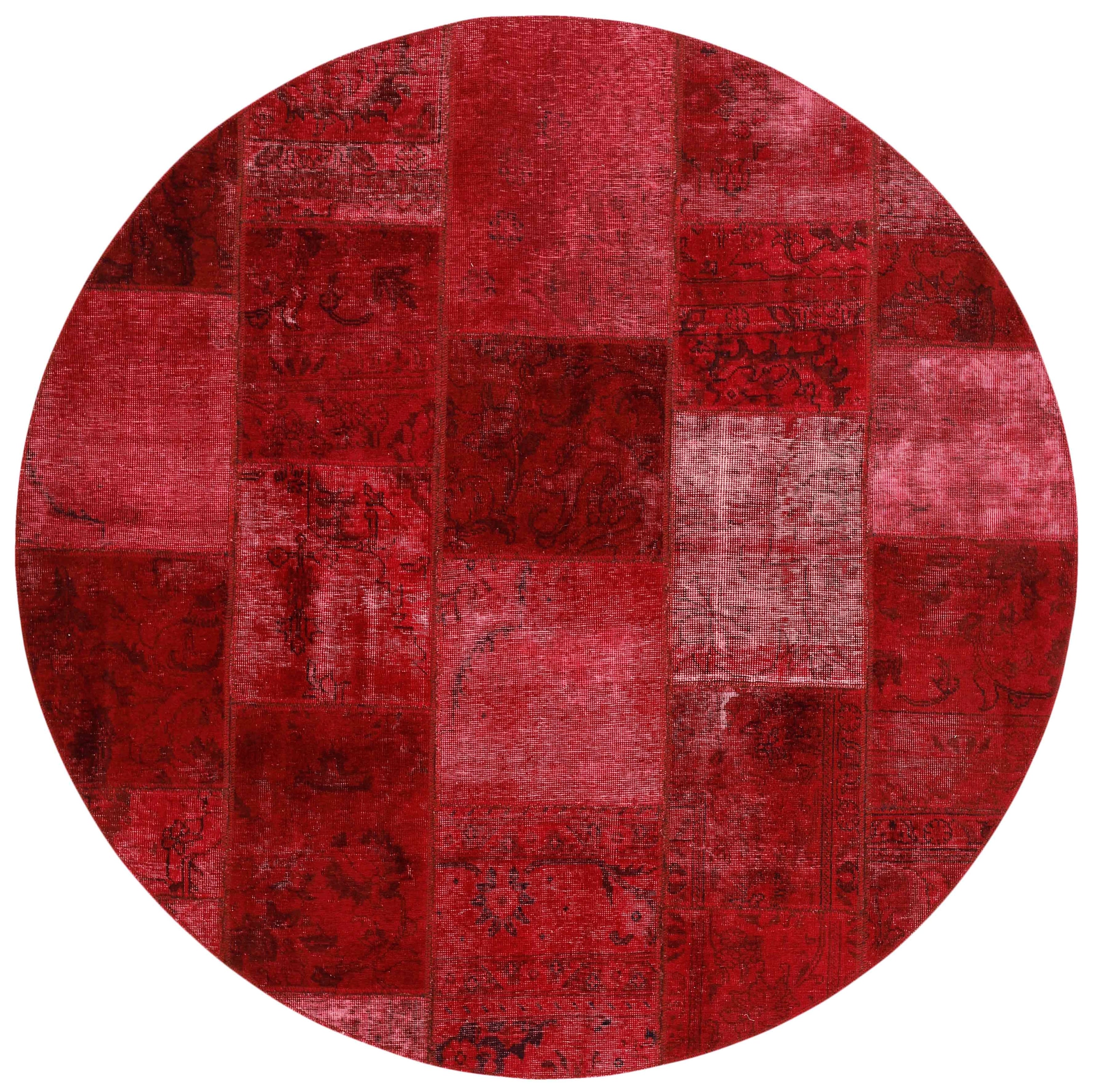 Authentic pink patchwork persian circle rug