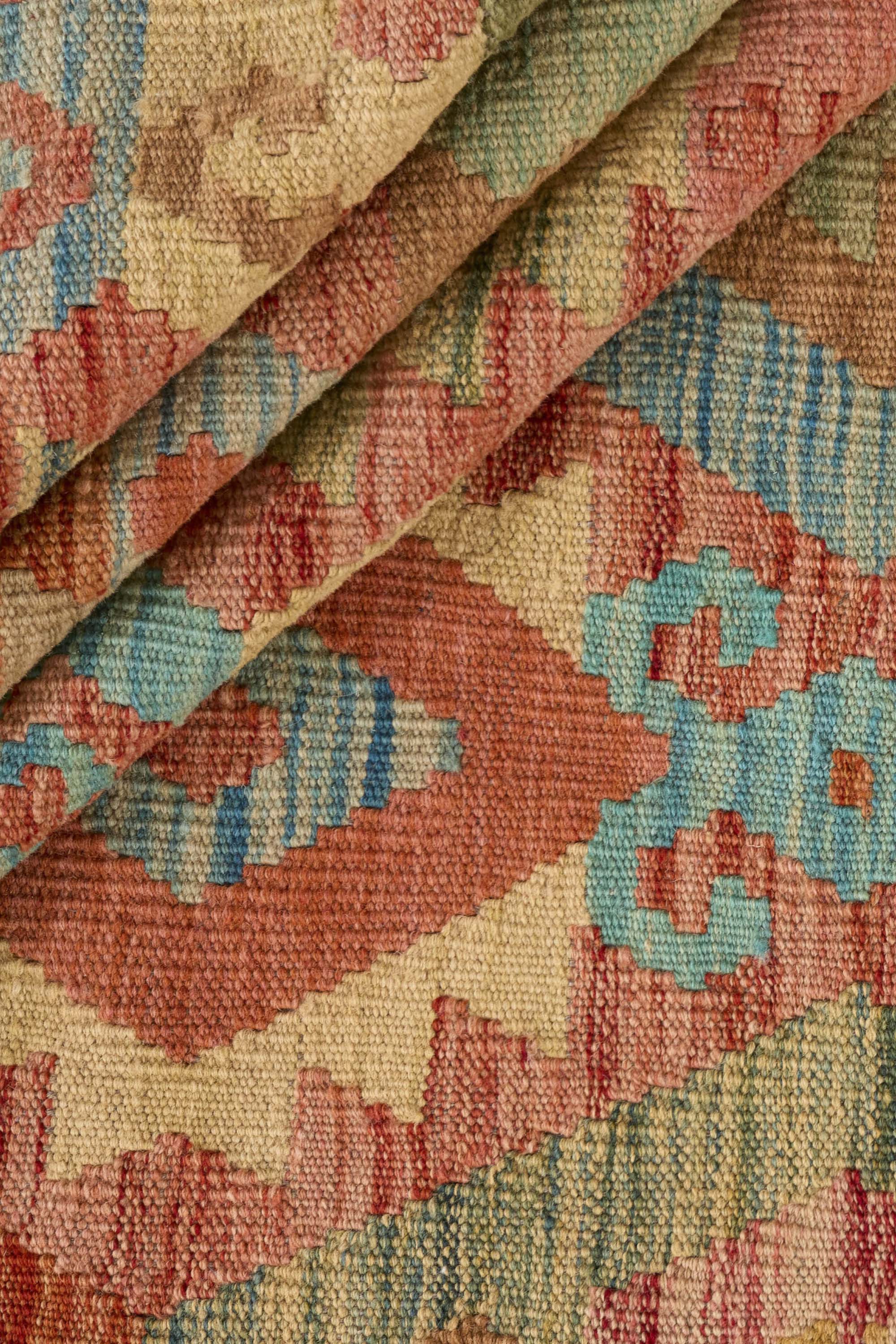 Authentic Persian Kilim flatweave rug with traditional multicolour pattern