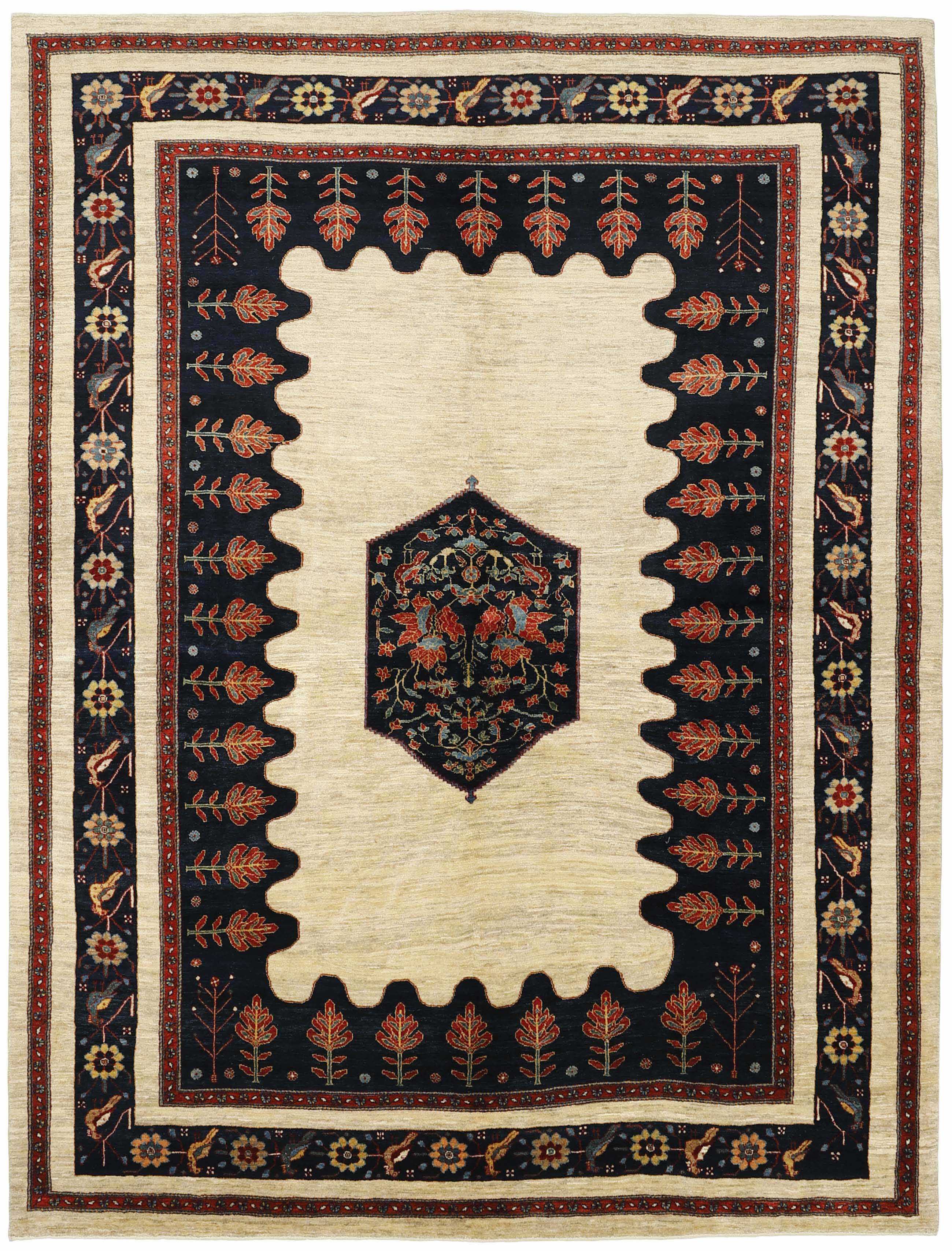 multicoloured Persian rug with tribal geometric design