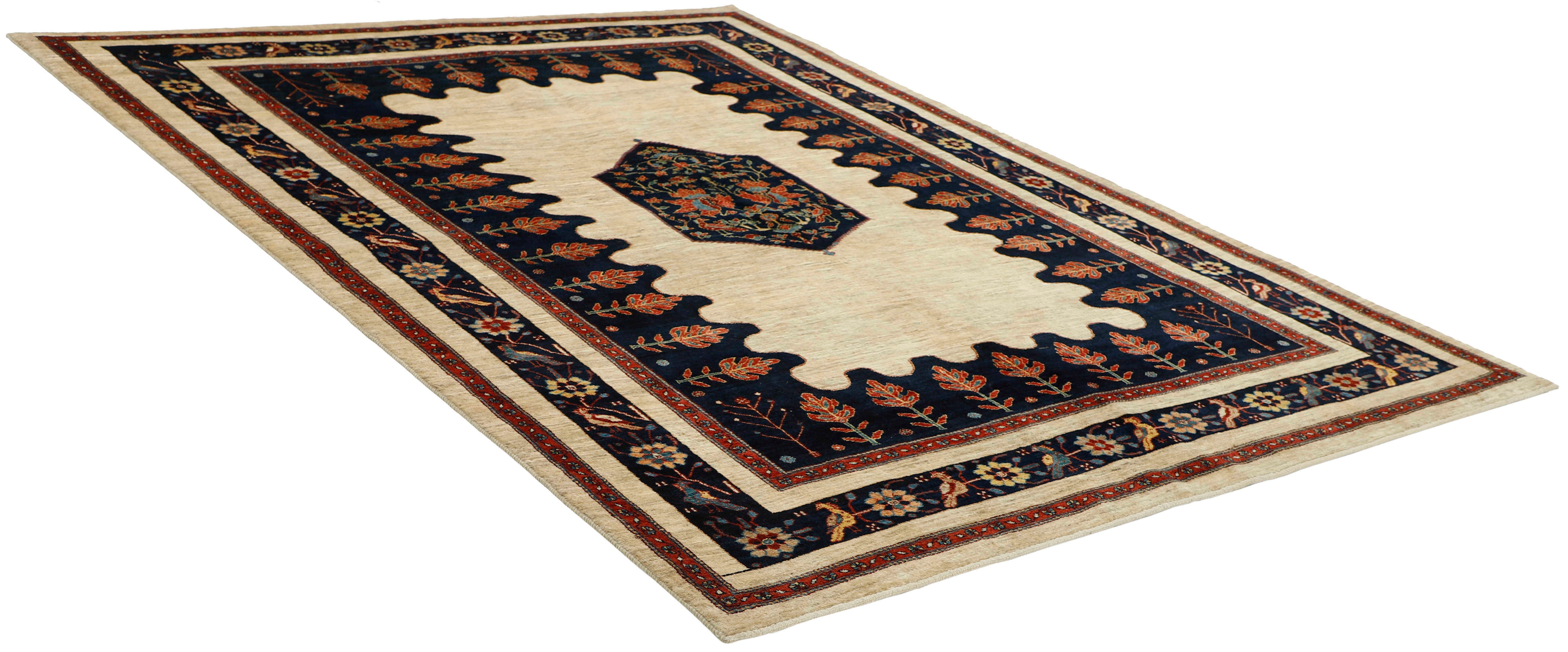 multicoloured Persian rug with tribal geometric design